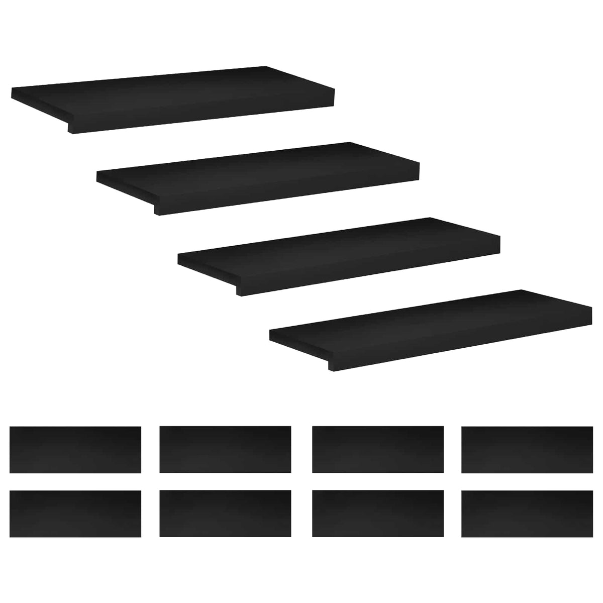 vidaXL Nakładki na schody 12 szt. 80 x 25 x 2 cm Czarny Drewno bukowe