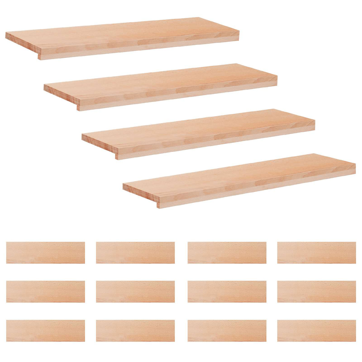 vidaXL Nakładki na schody 16 szt. 100 x 25 x 2 cm naturalny