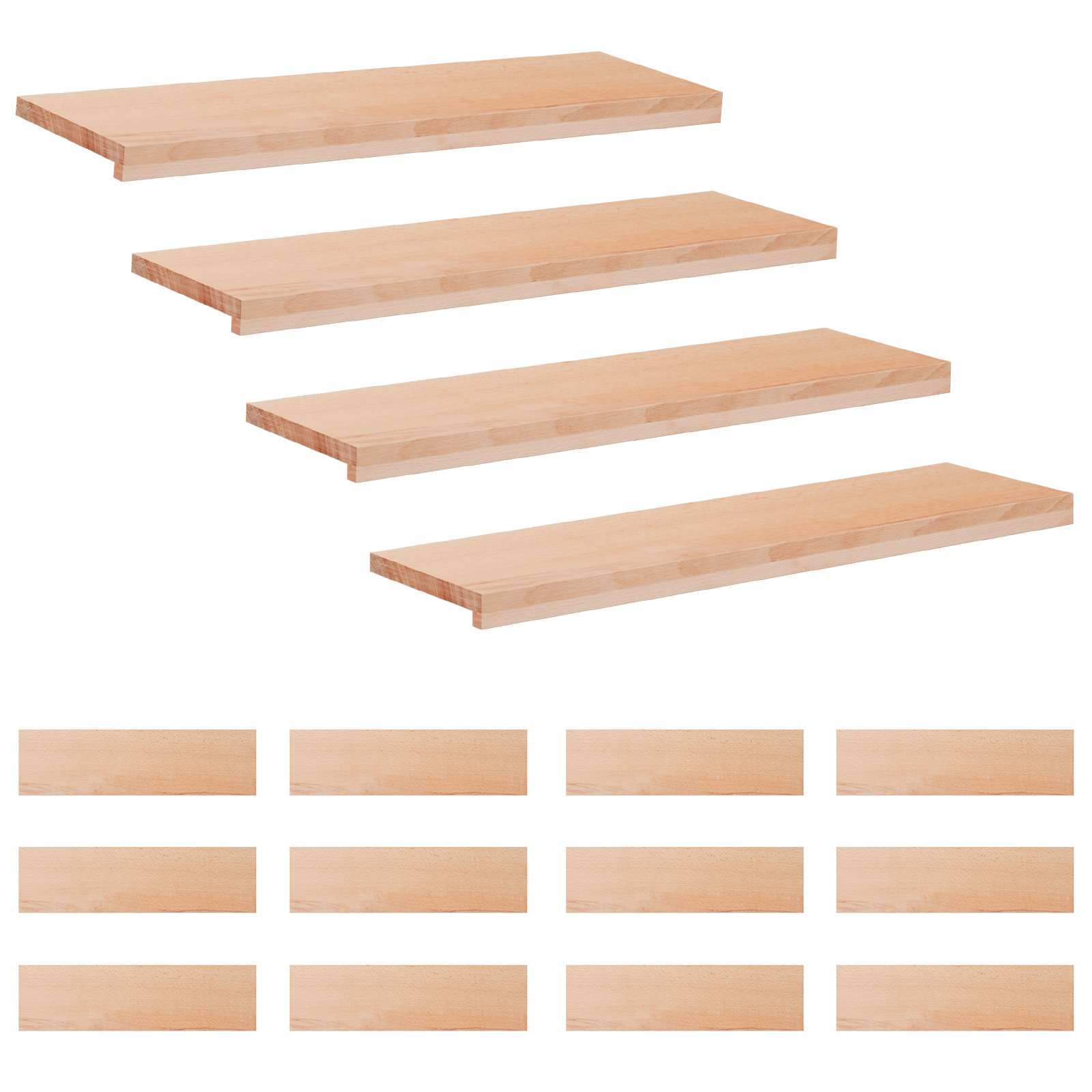 vidaXL Nakładki na schody 16 szt. 90 x 30 x 2 cm naturalny
