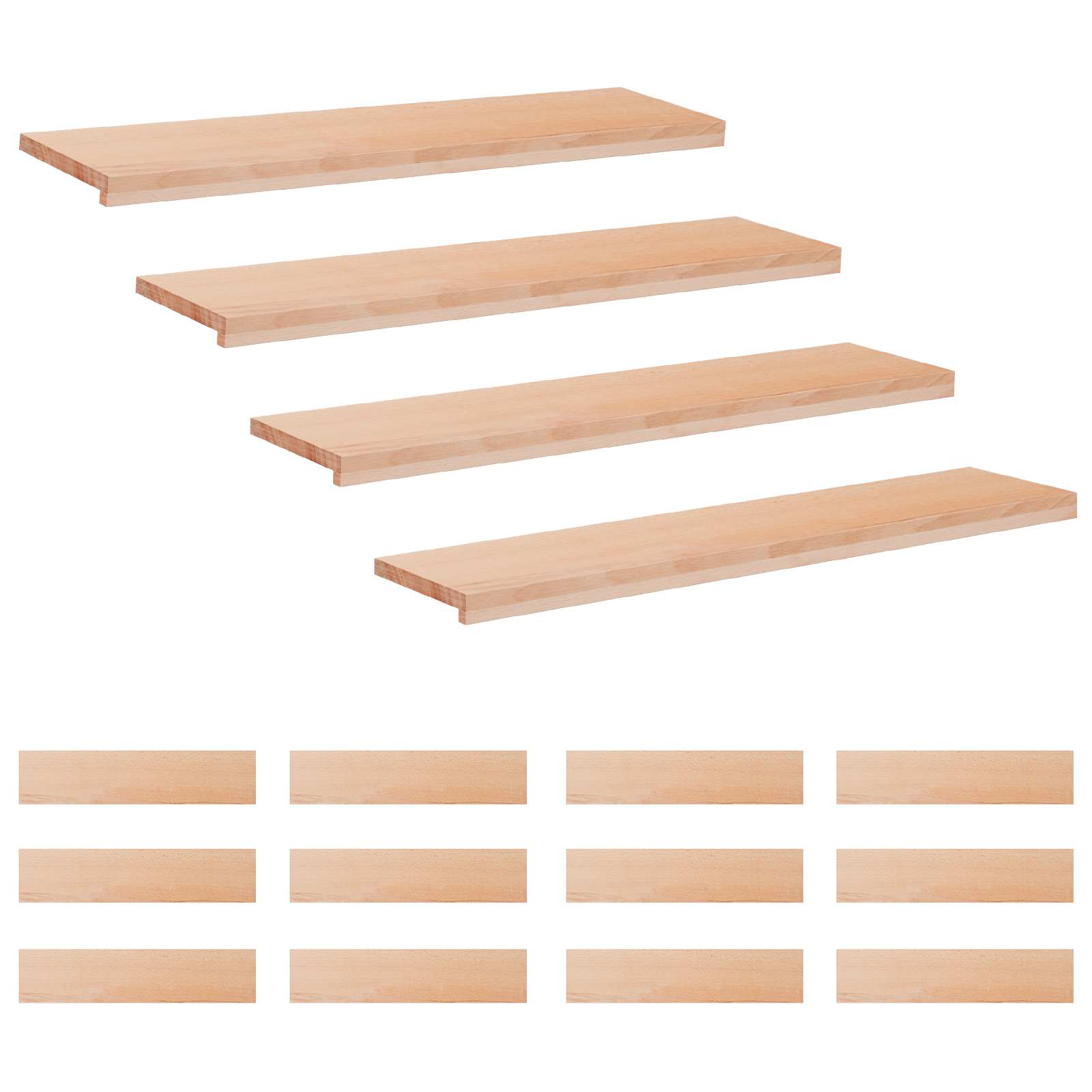 vidaXL Nakładki na schody 16 szt. 120 x 30 x 2 cm naturalny