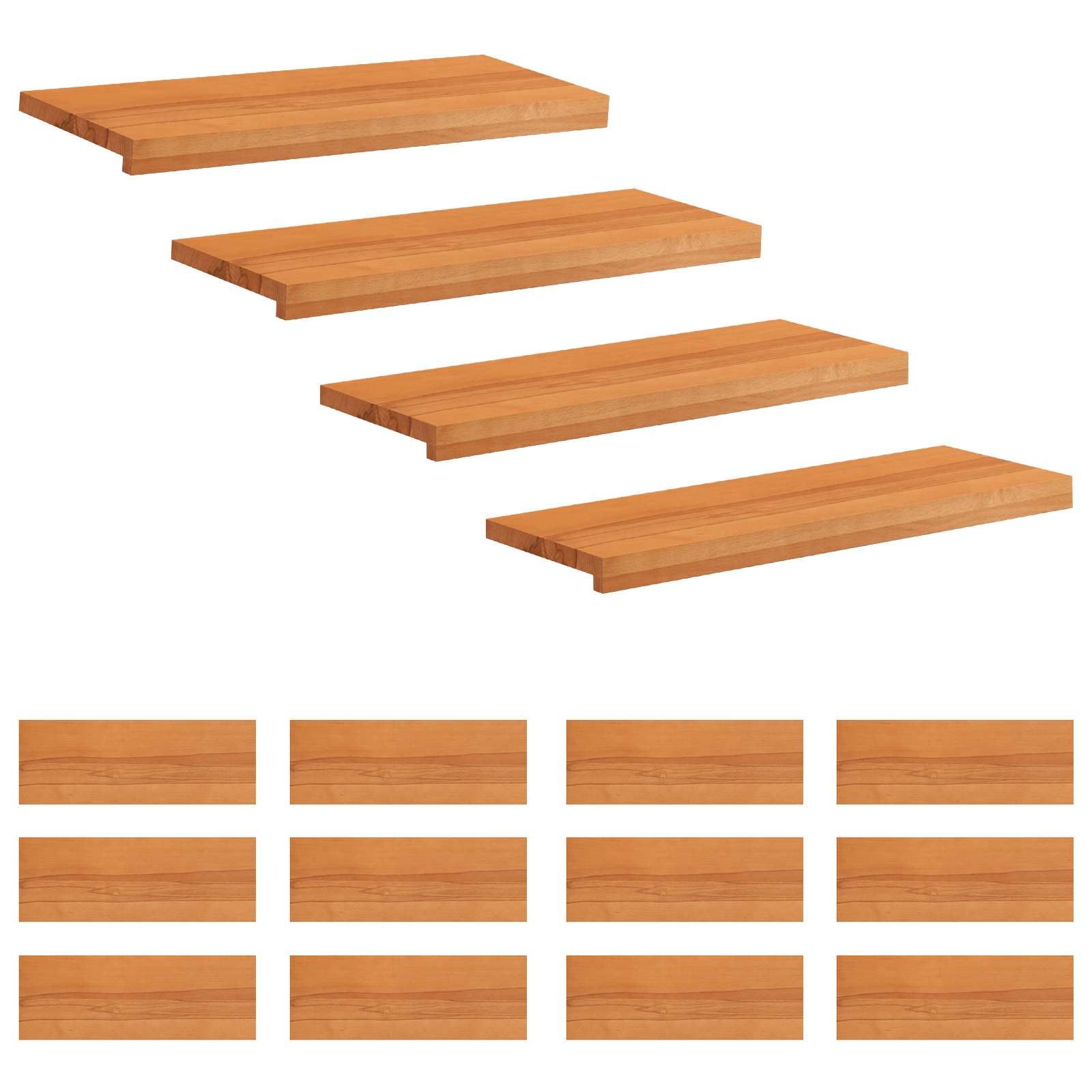 vidaXL Nakładki na schody 16 szt. 80 x 30 x 2 cm Jasny Brąz