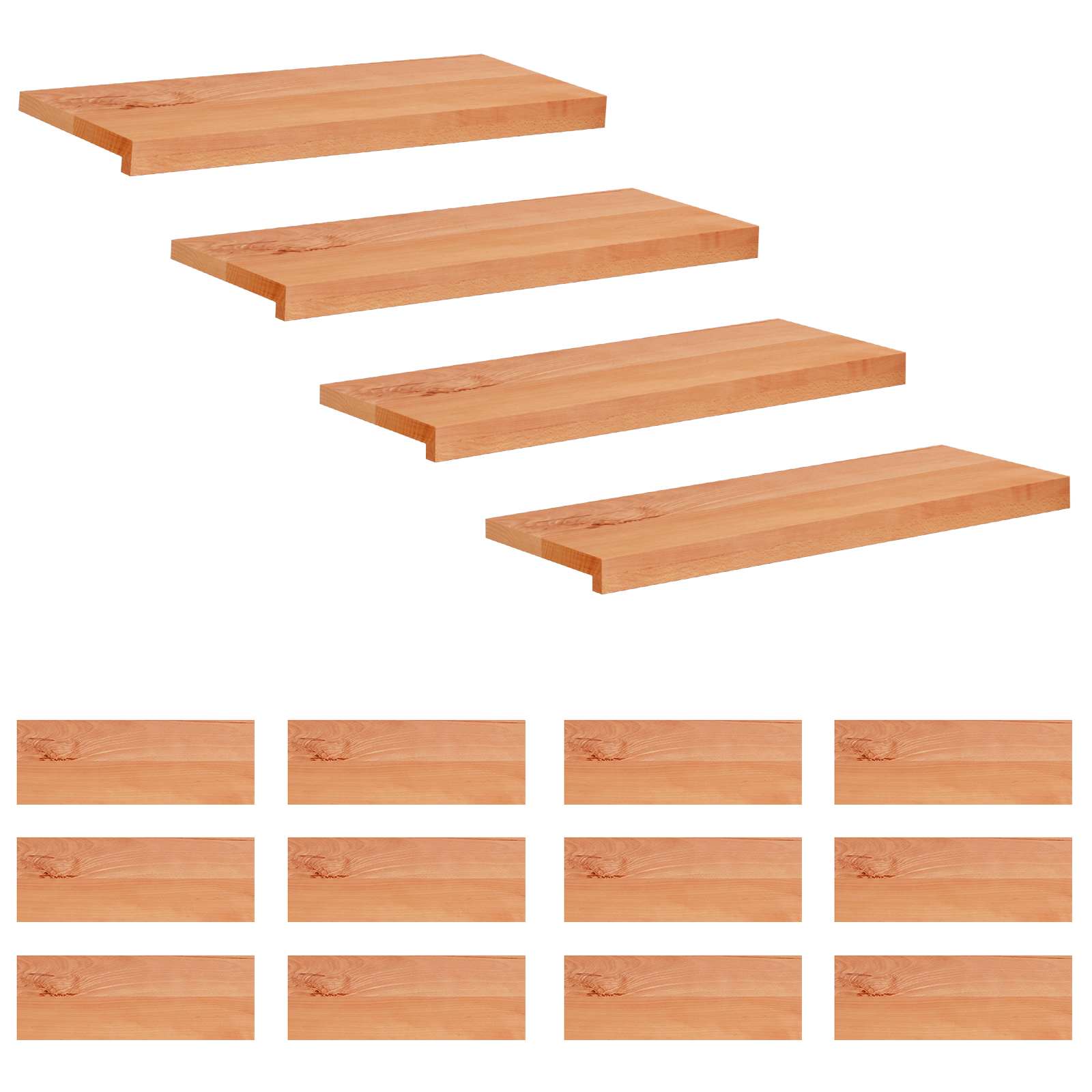 vidaXL Nakładki na schody 16 szt. 70 x 30 x 2 cm Lakier Drewno bukowe