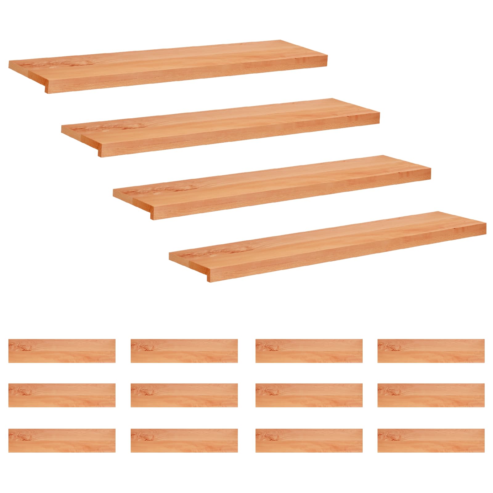 vidaXL Nakładki na schody 16 szt. 110 x 30 x 2 cm Lakier Drewno bukowe