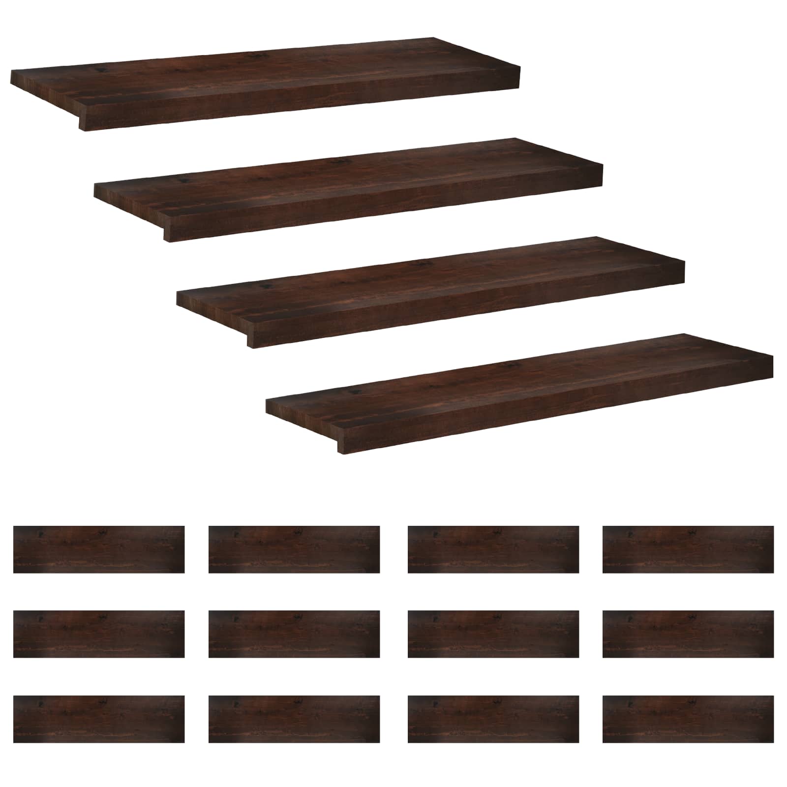 vidaXL Nakładki na schody 16 szt. 90 x 25 x 2 cm Ciemny brąz