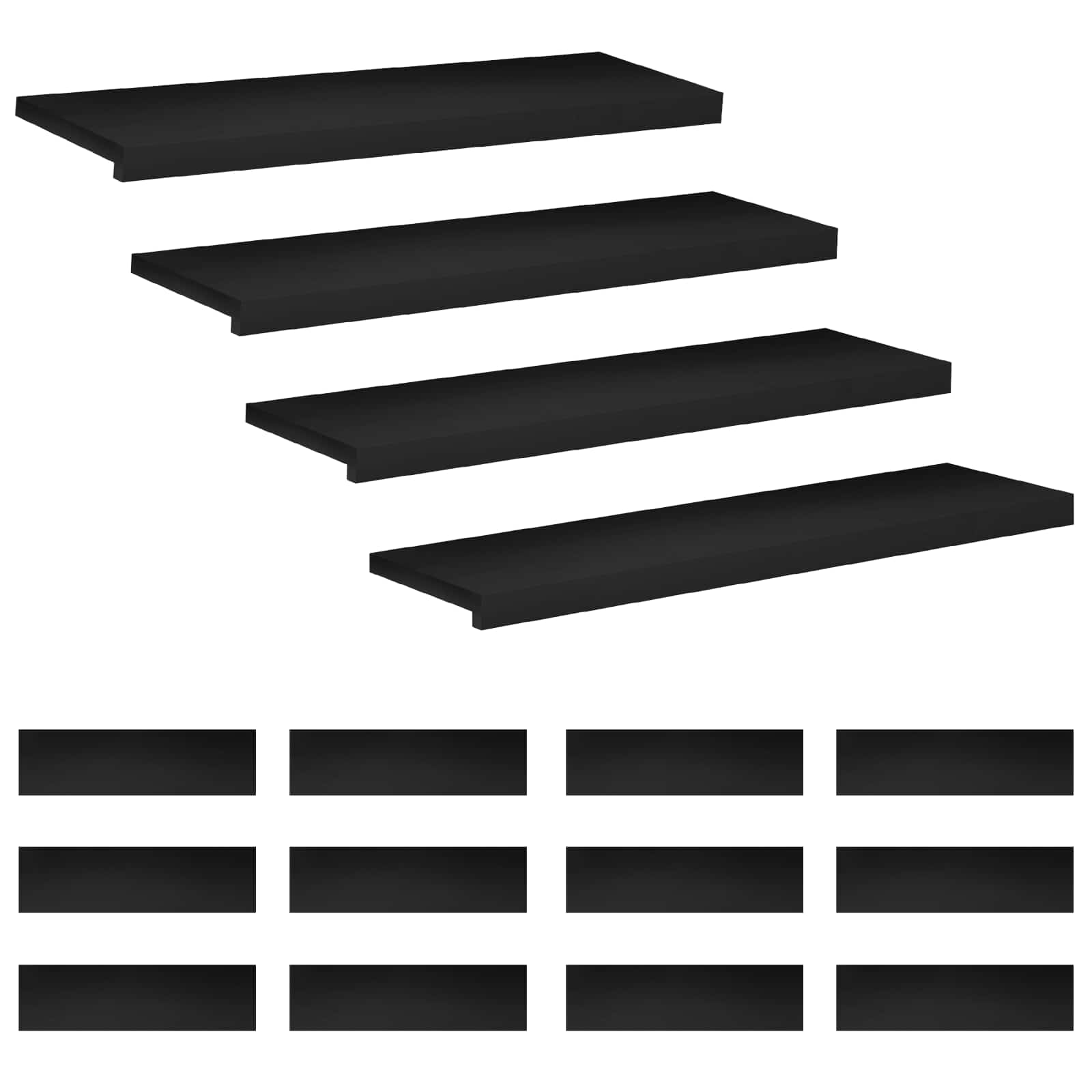 vidaXL Nakładki na schody 16 szt. 90 x 30 x 2 cm Czarny Drewno bukowe