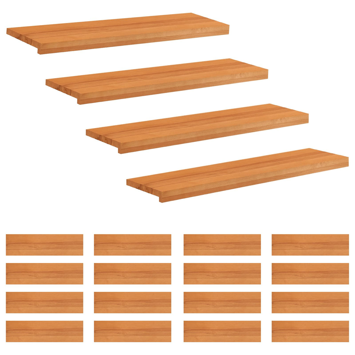 vidaXL Nakładki na schody 20 szt. 100 x 25 x 2 cm Jasny Brąz