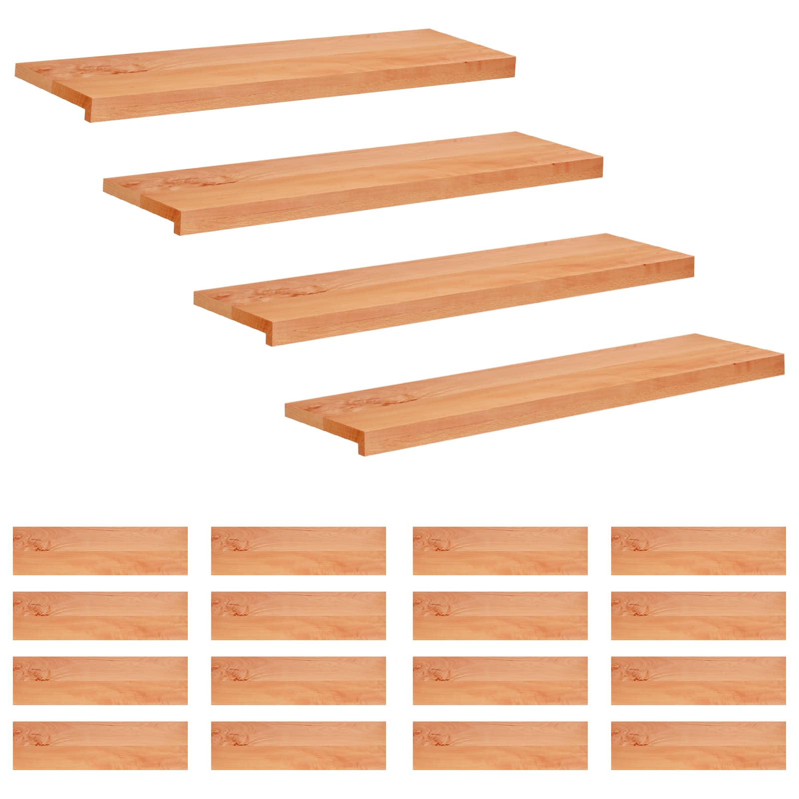 vidaXL Nakładki na schody 20 szt. 100 x 25 x 2 cm Lakier Drewno bukowe