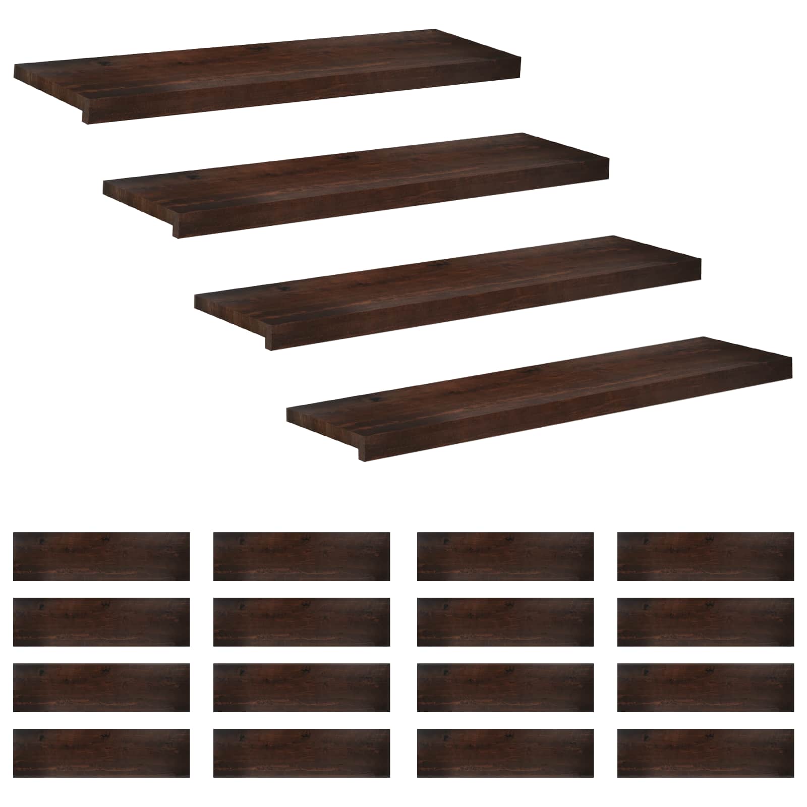 vidaXL Nakładki na schody 20 szt. 90 x 30 x 2 cm Ciemny brąz