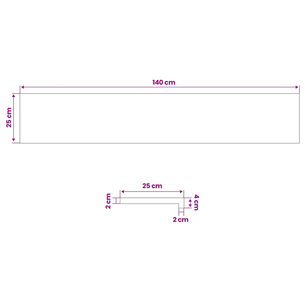 vidaXL Parapety 2 szt. naturalny 140 x 25 x 2 cm Drewno bukowe