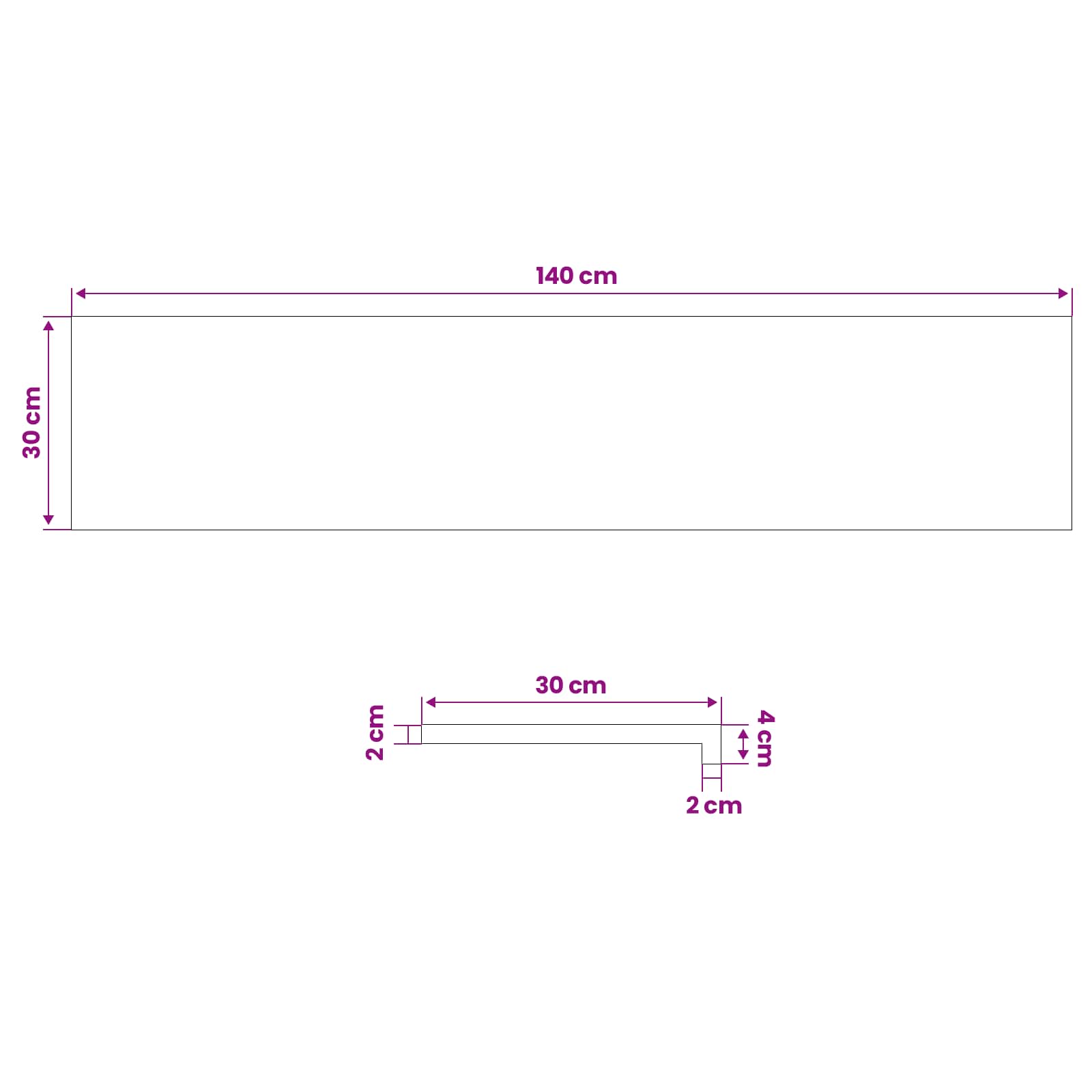 vidaXL Parapety 2 szt. naturalny 140 x 30 x 2 cm Drewno bukowe