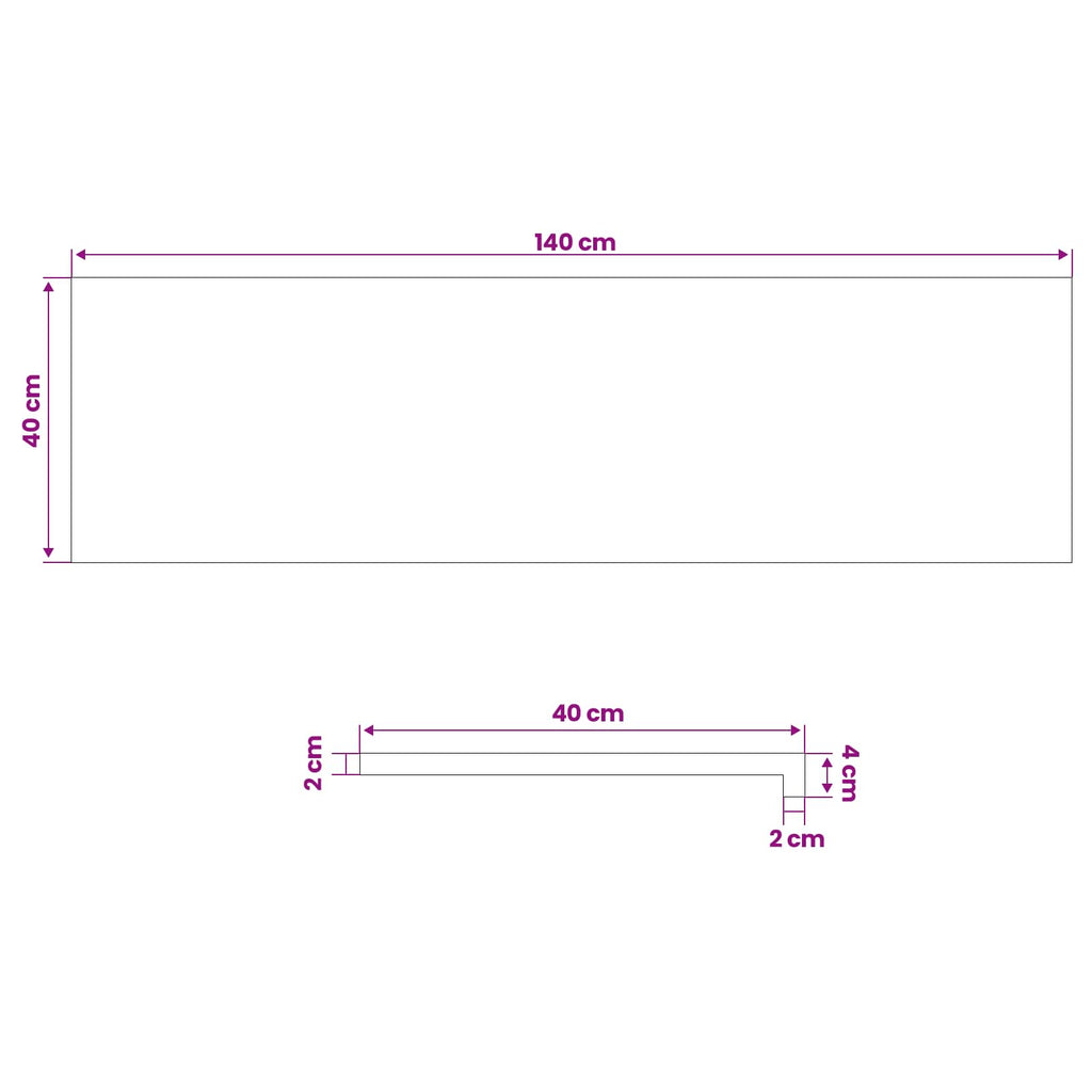 vidaXL Parapety 2 szt. naturalny 140 x 40 x 2 cm Drewno bukowe
