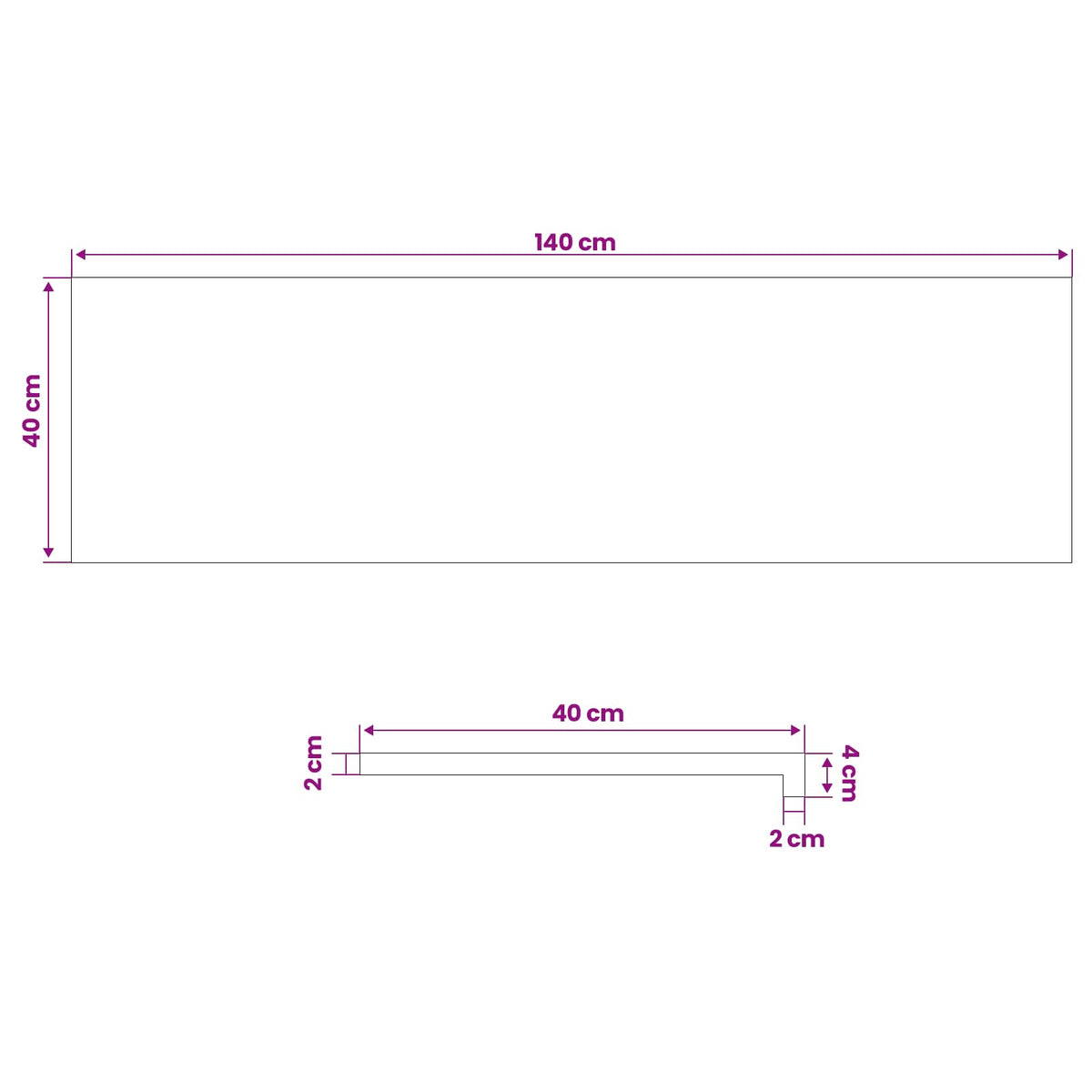 vidaXL Parapety 2 szt. naturalny 140 x 40 x 2 cm Drewno bukowe