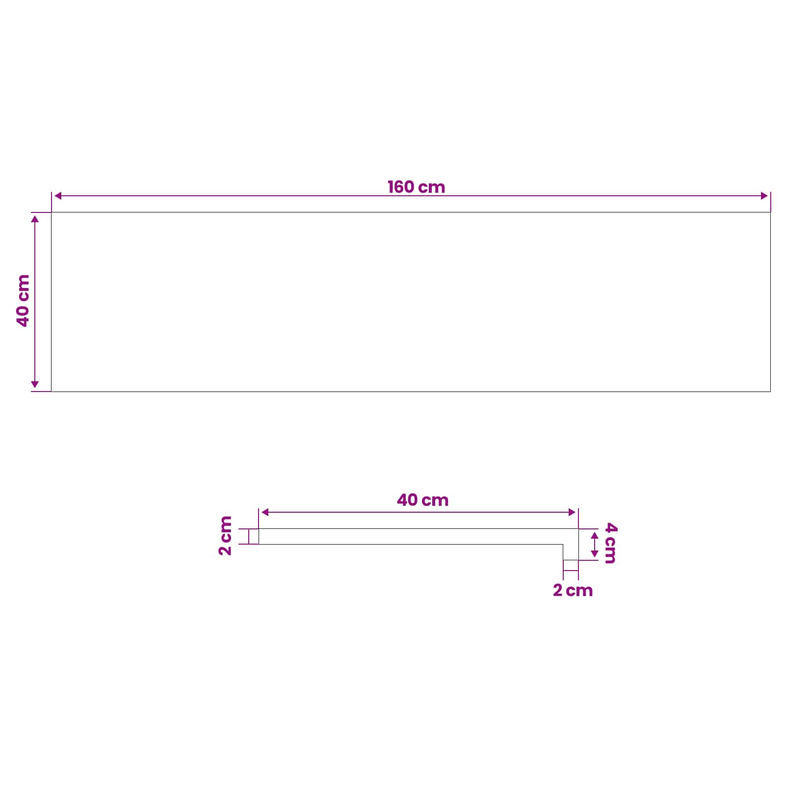 vidaXL Parapety 2 szt. naturalny 160 x 40 x 2 cm Drewno bukowe