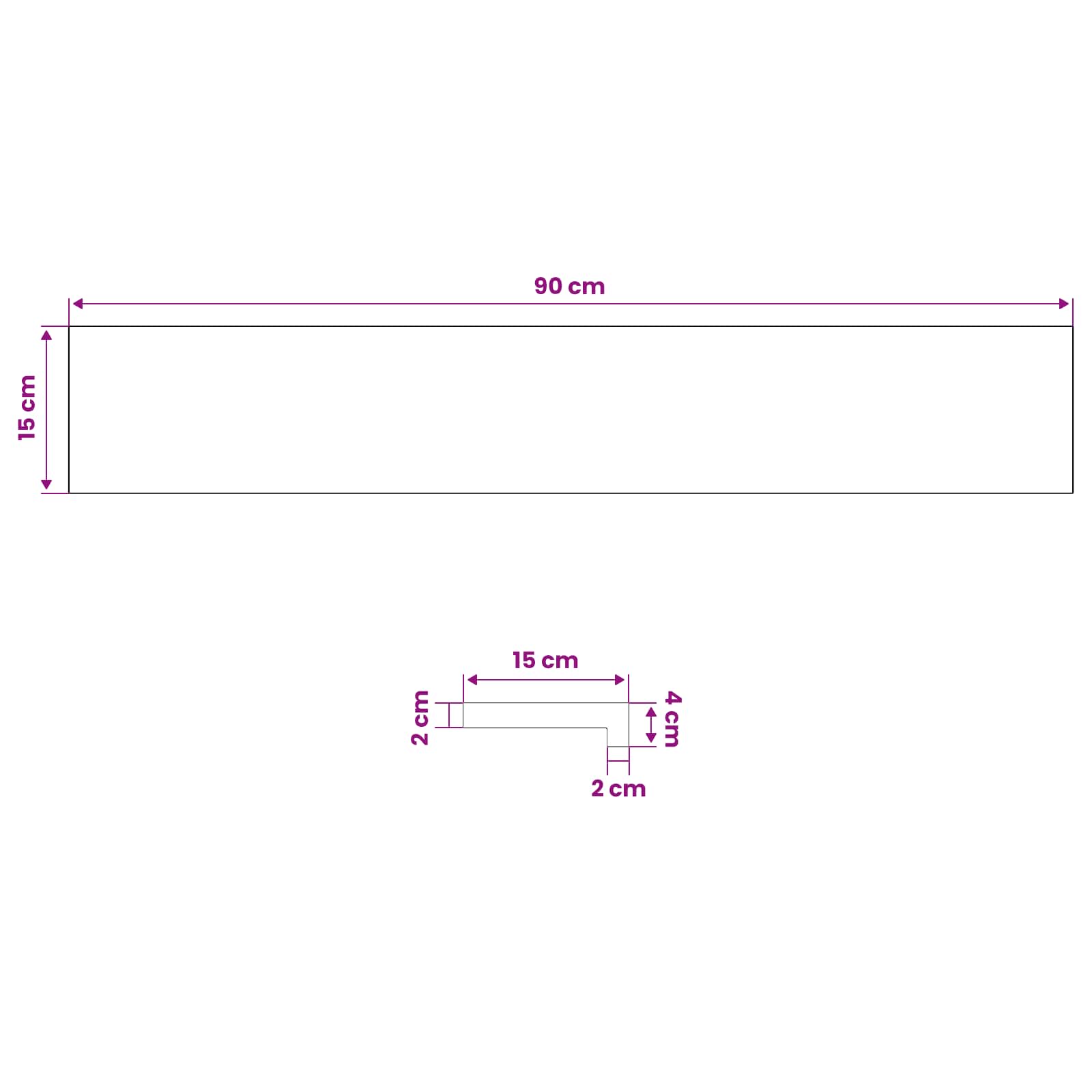 vidaXL Parapety 2 szt. Lakier 90 x 15 x 2 cm Drewno bukowe