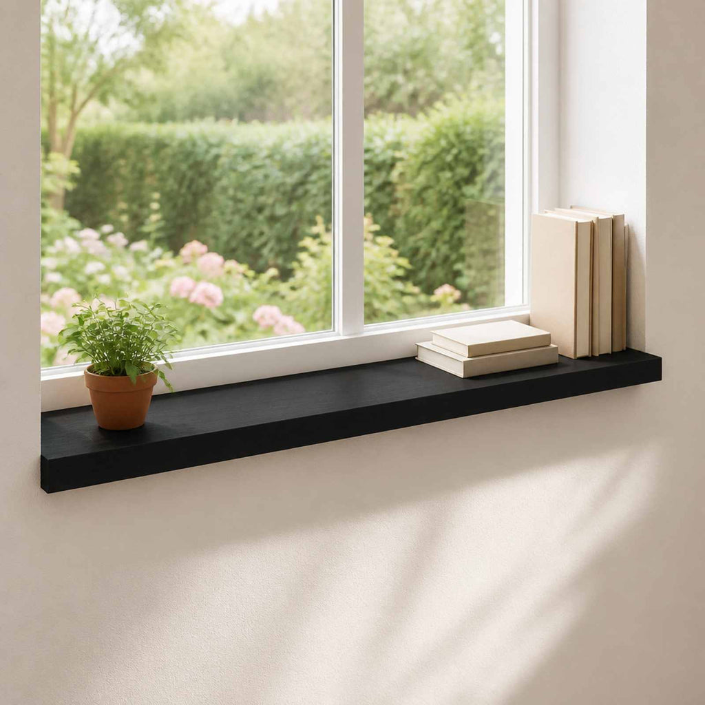 vidaXL Parapety 2 szt. Czarny 100 x 25 x 2 cm Drewno bukowe