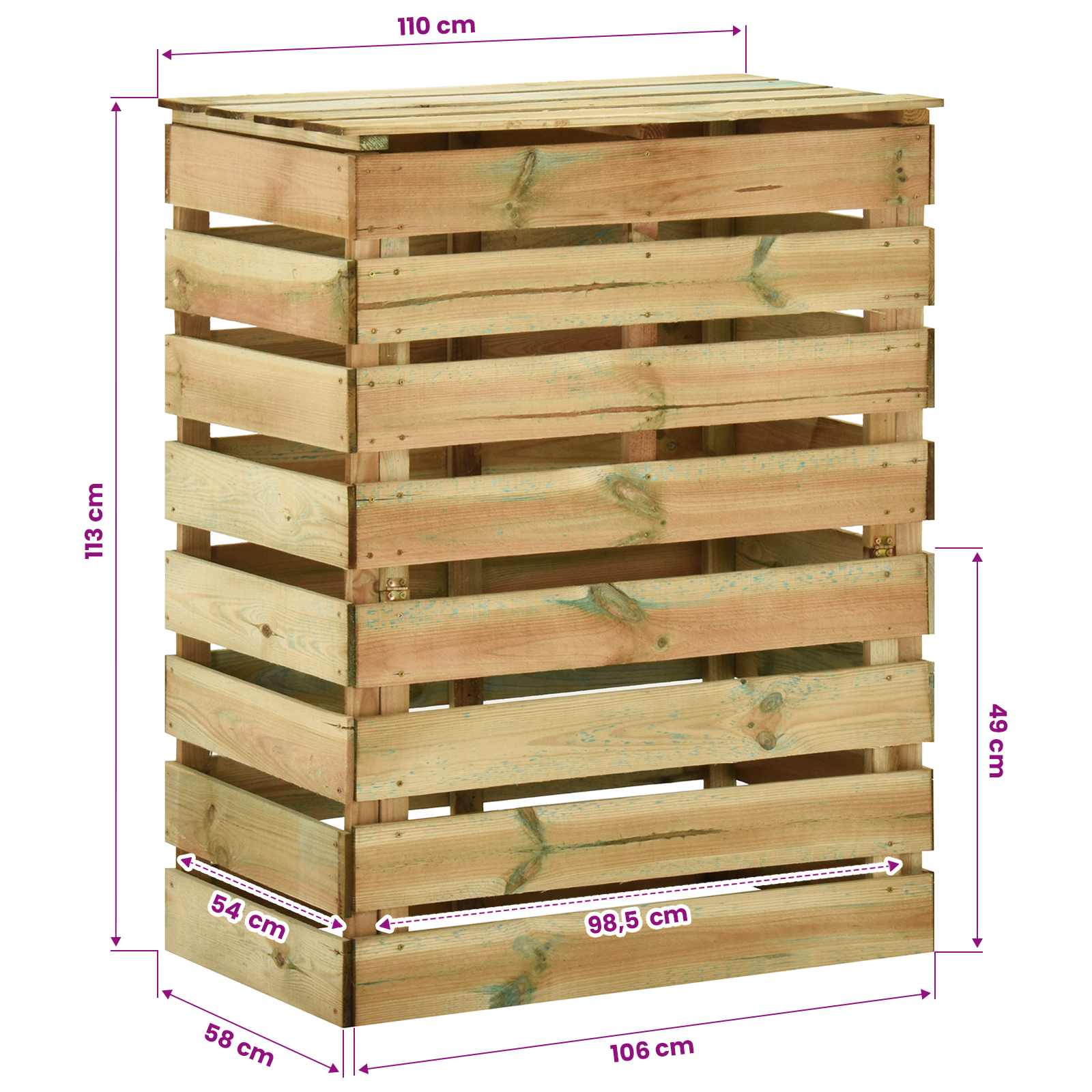 vidaXL Listwowy komposter ogrodowy 3 pcs zielony 110 x 58 x 113 cm