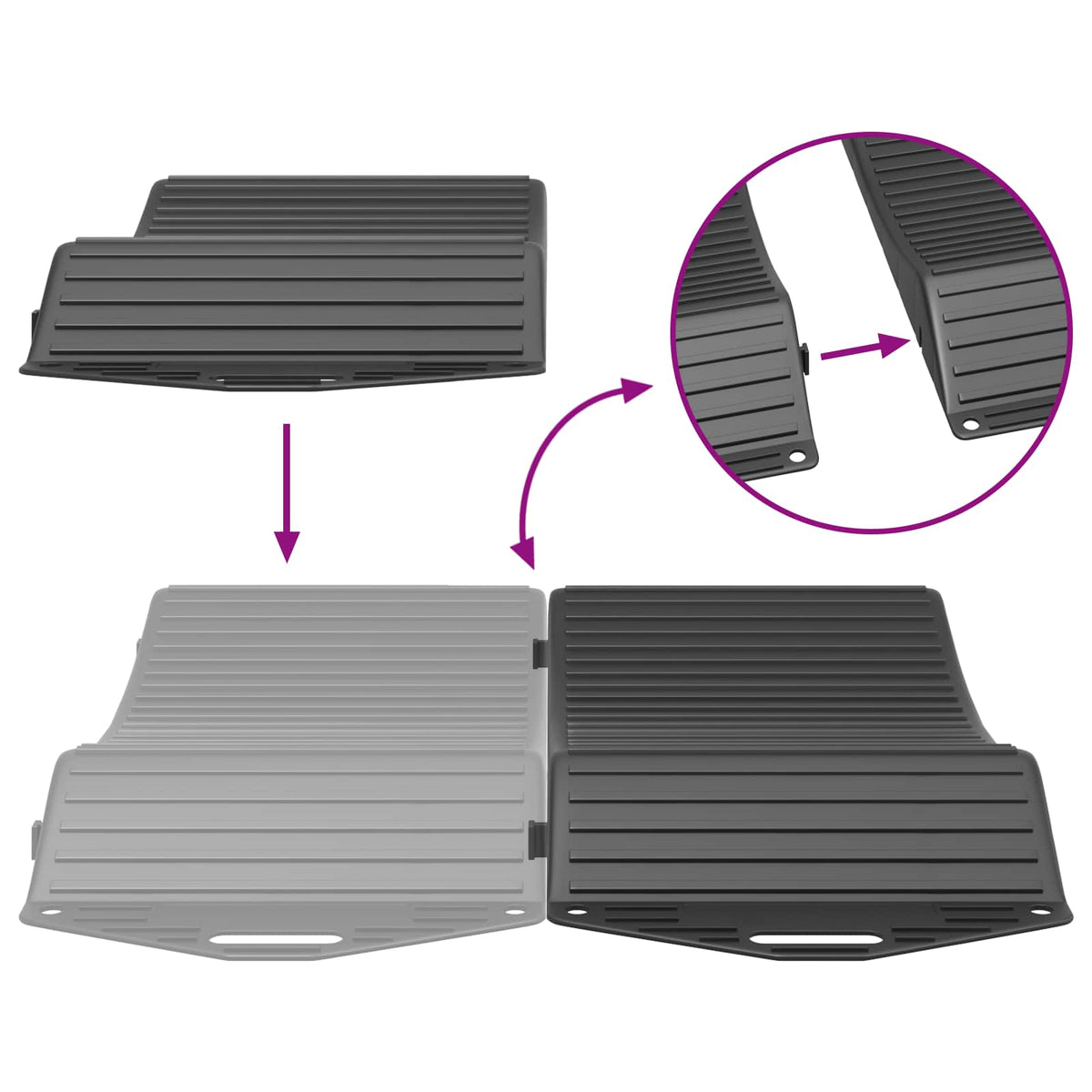 vidaXL Oszczędzacze opon 2 szt. Czarny 44 x 20 x 4 cm PP