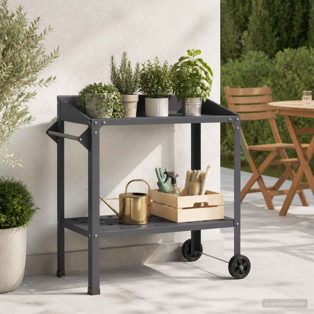 vidaXL Stół do przesadzania na kółkach 96 x 50 x 89 cm Stal zimnogięta