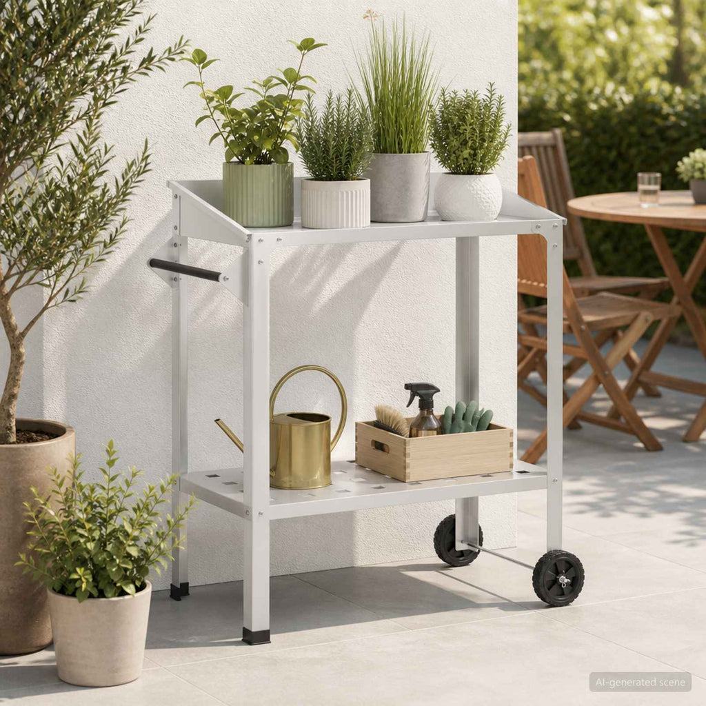vidaXL Stół do przesadzania na kółkach 96 x 50 x 89 cm Stal zimnogięta