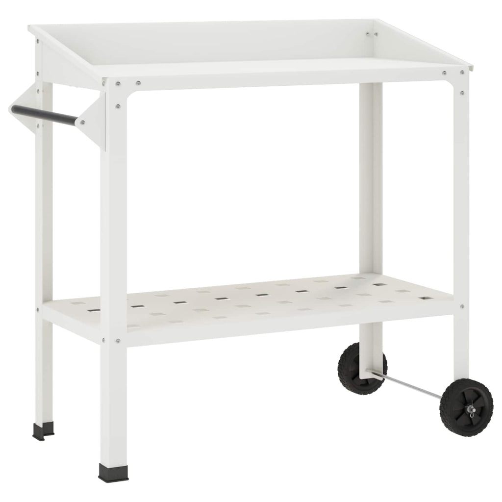 vidaXL Stół do przesadzania na kółkach 96 x 50 x 89 cm Stal zimnogięta