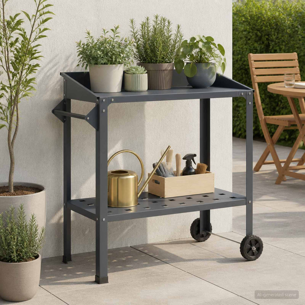 vidaXL Stół do przesadzania na kółkach 96 x 50 x 89 cm Stal zimnogięta