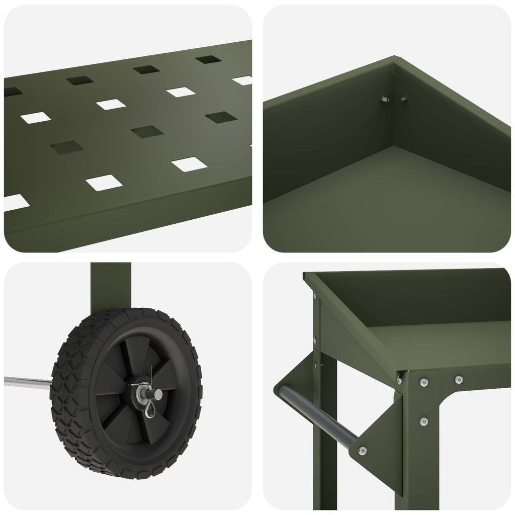 vidaXL Stół do przesadzania na kółkach 96 x 50 x 89 cm Stal zimnogięta