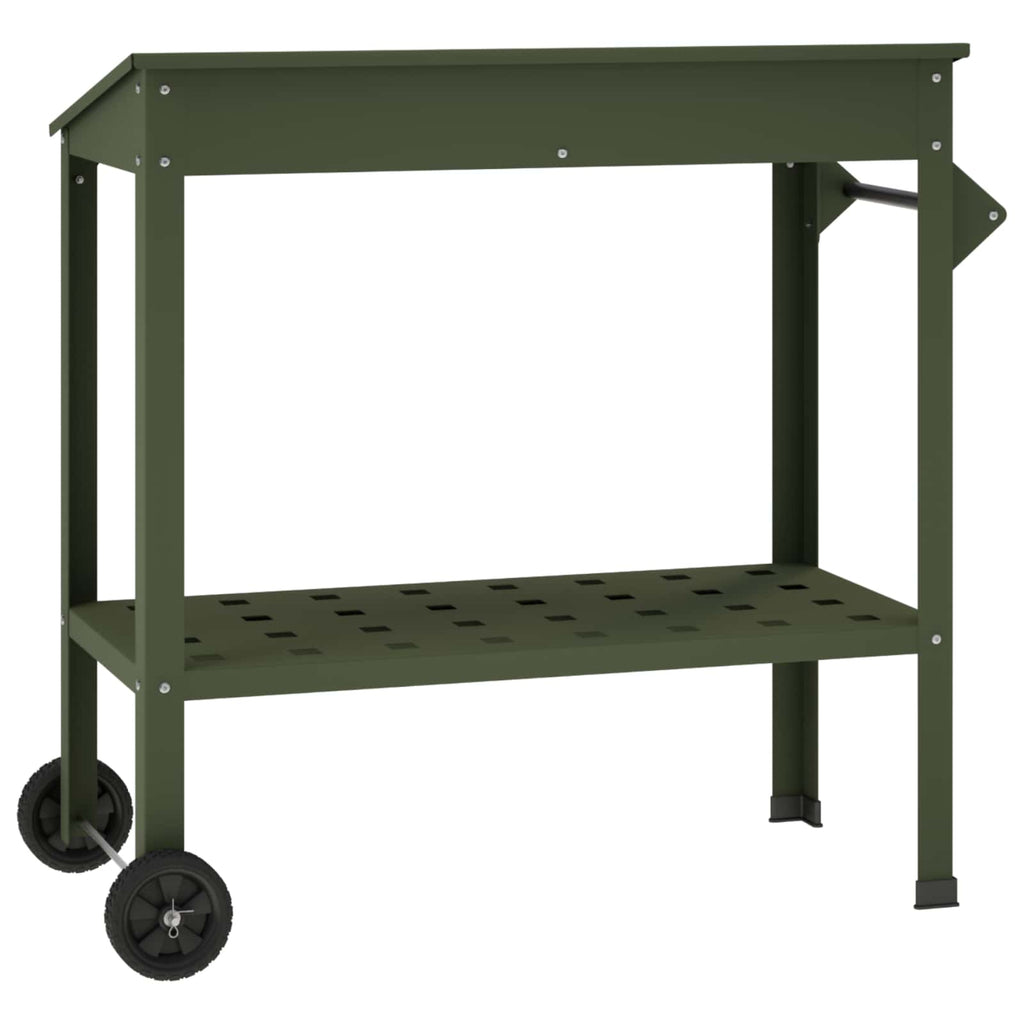 vidaXL Stół do przesadzania na kółkach 96 x 50 x 89 cm Stal zimnogięta