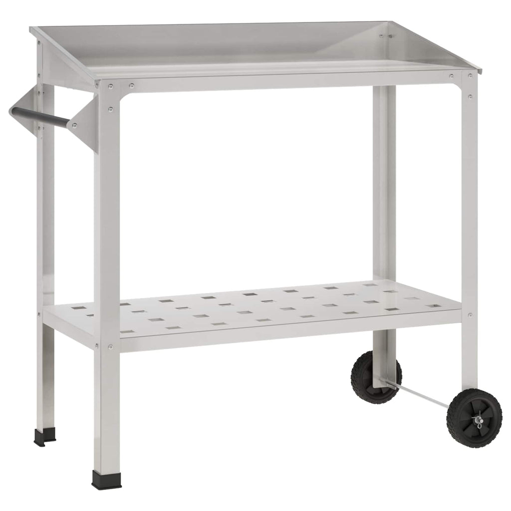 vidaXL Stół do przesadzania na kółkach 96 x 50 x 89 cm Stal nierdzewna