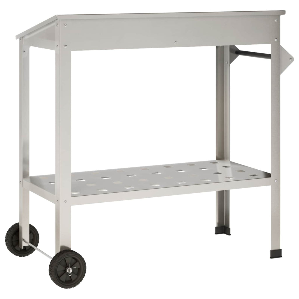 vidaXL Stół do przesadzania na kółkach 96 x 50 x 89 cm Stal nierdzewna