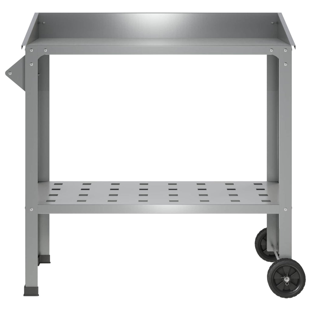 vidaXL Stół do przesadzania na kółkach srebrny 96 x 50 x 89 cm