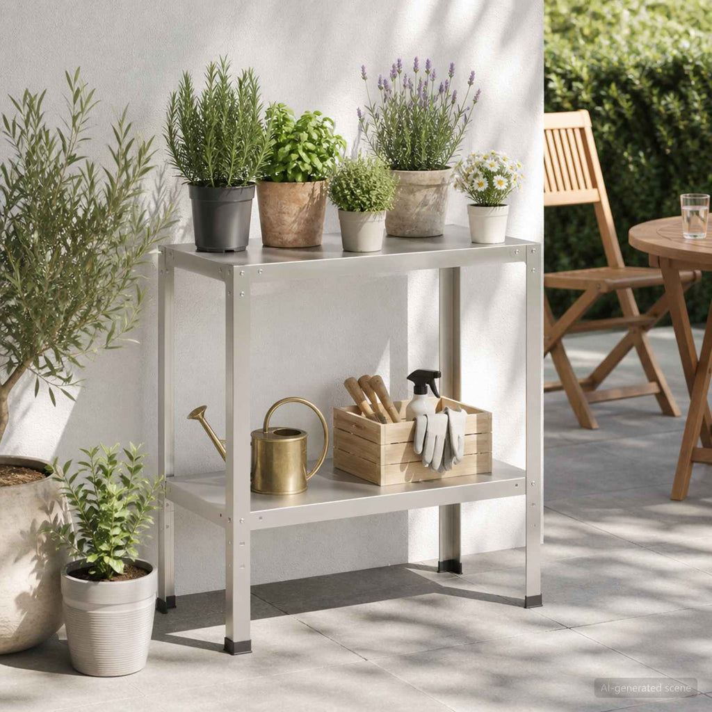 vidaXL Stół do przesadzania 100 x 40 x 80 cm Stal nierdzewna srebrny