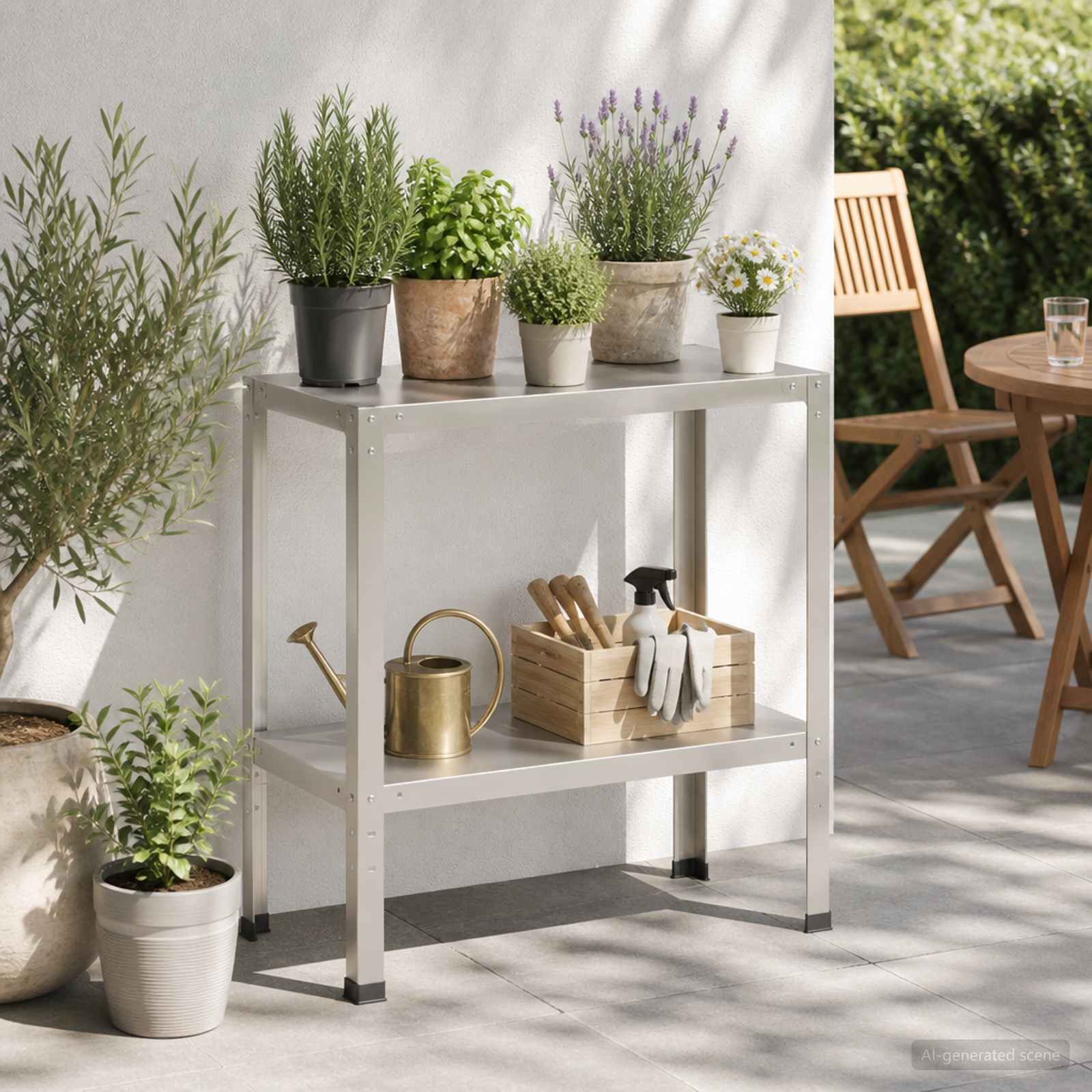 vidaXL Stół do przesadzania 100 x 40 x 80 cm Stal nierdzewna srebrny