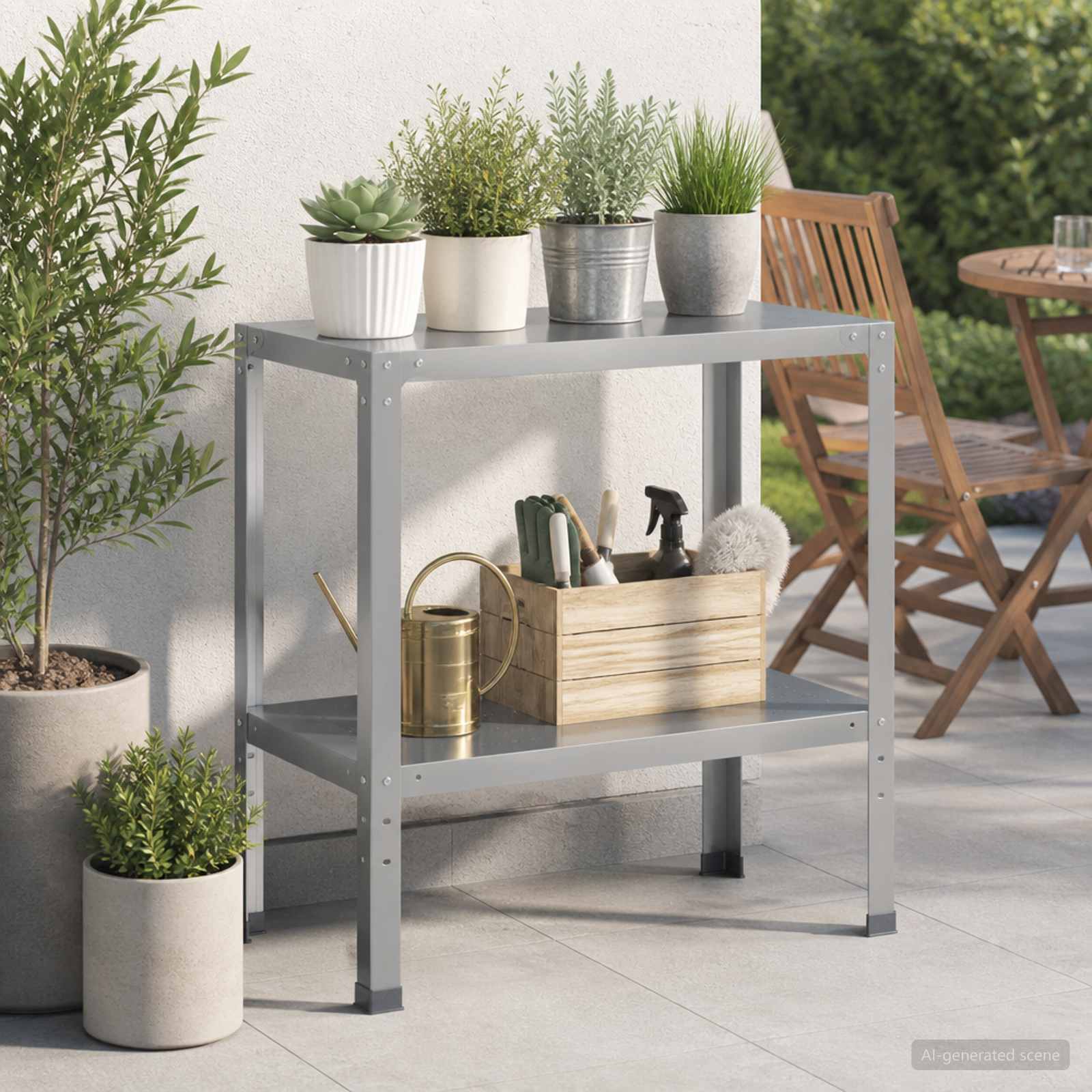 vidaXL Stół do przesadzania 100 x 40 x 80 cm Stal ocynkowana srebrny
