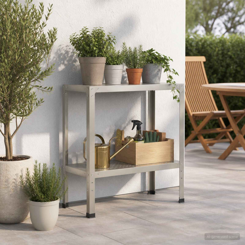 vidaXL Stół do przesadzania 80 x 40 x 80 cm Stal nierdzewna srebrny
