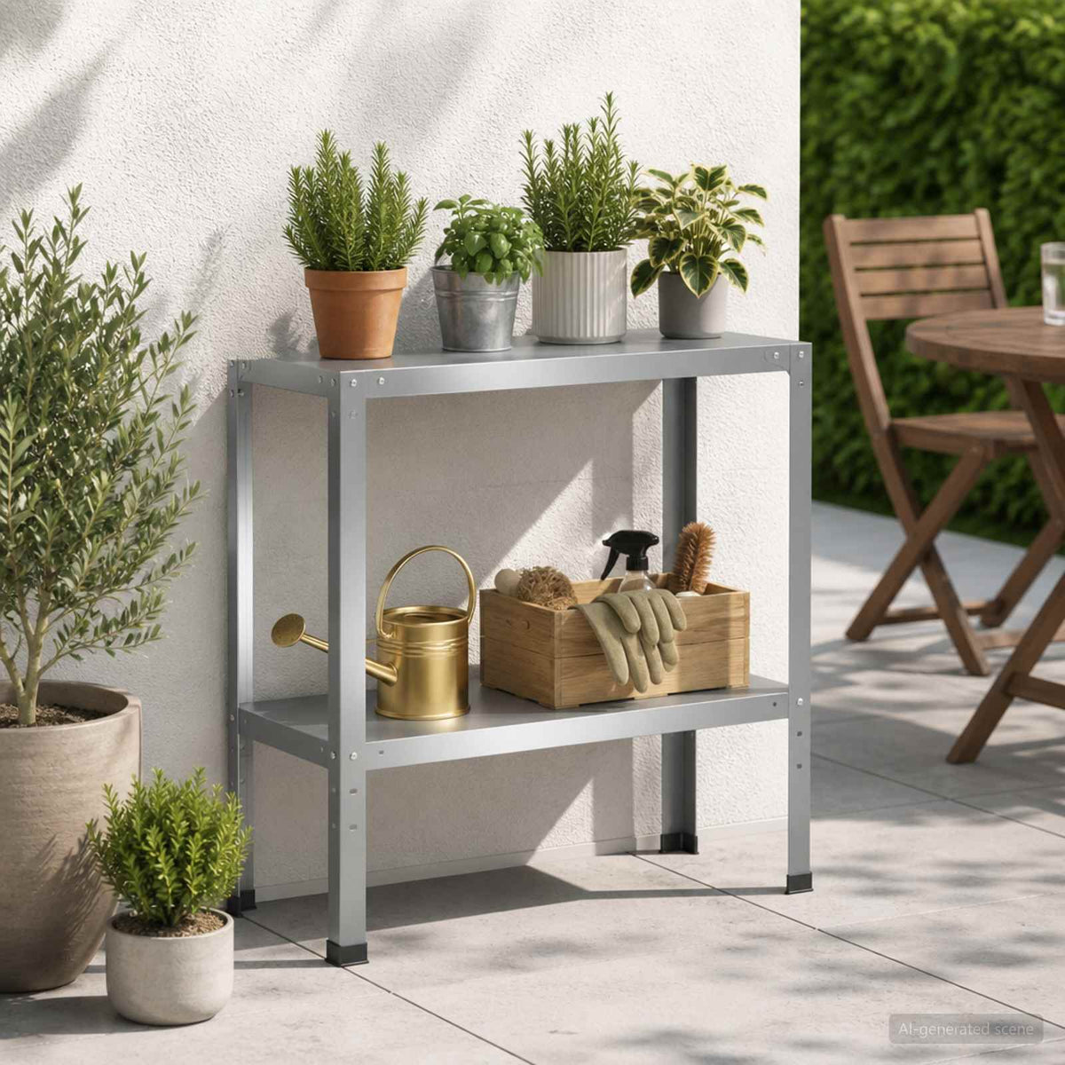 vidaXL Stół do przesadzania 80 x 40 x 80 cm Stal ocynkowana srebrny
