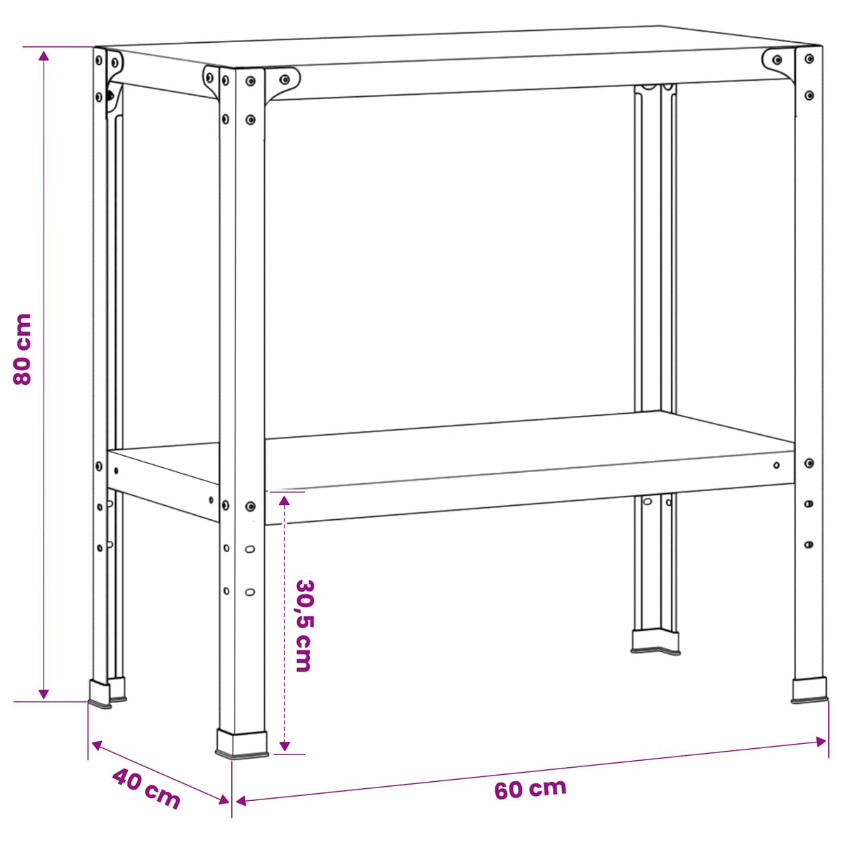 vidaXL Stół do przesadzania 60 x 40 x 80 cm Stal nierdzewna srebrny
