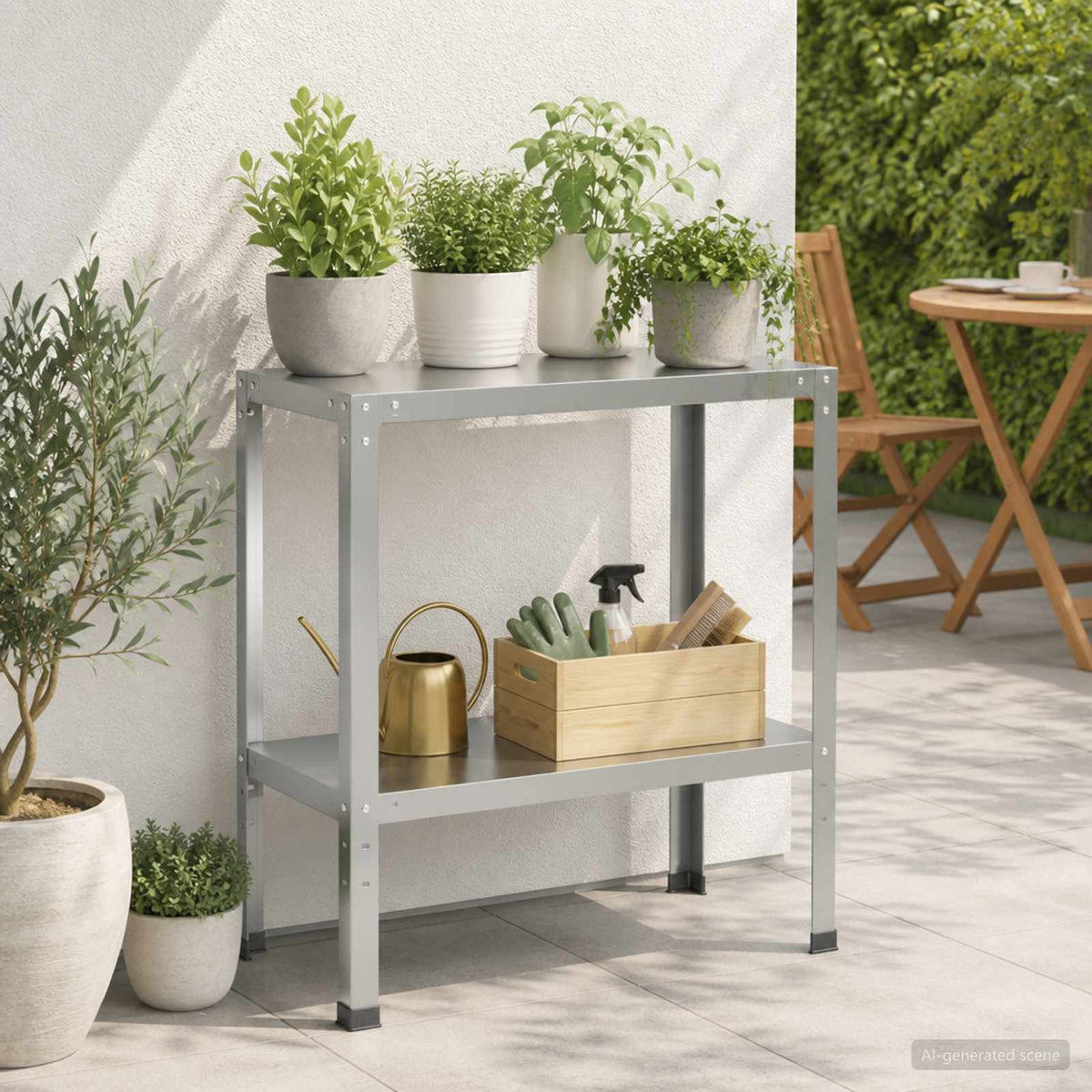 vidaXL Stół do przesadzania 60 x 40 x 80 cm Stal ocynkowana srebrny