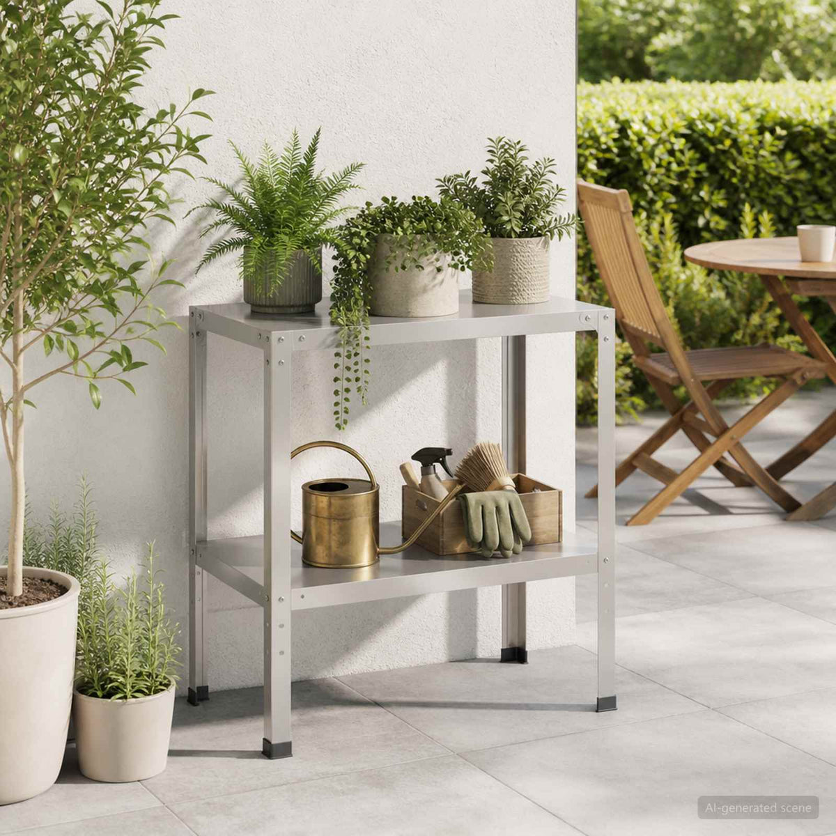vidaXL Stół do przesadzania 100 x 50 x 80 cm Stal nierdzewna srebrny