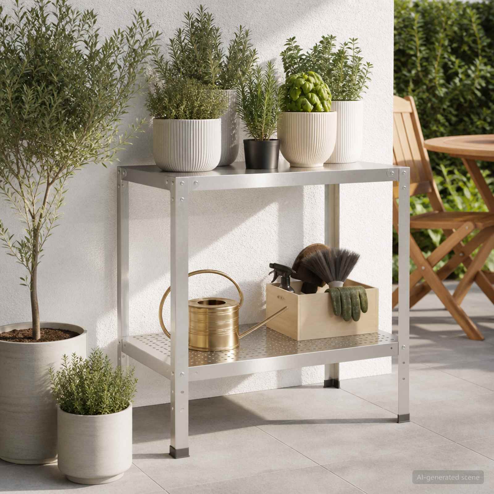 vidaXL Stół do przesadzania 80 x 50 x 80 cm Stal nierdzewna srebrny
