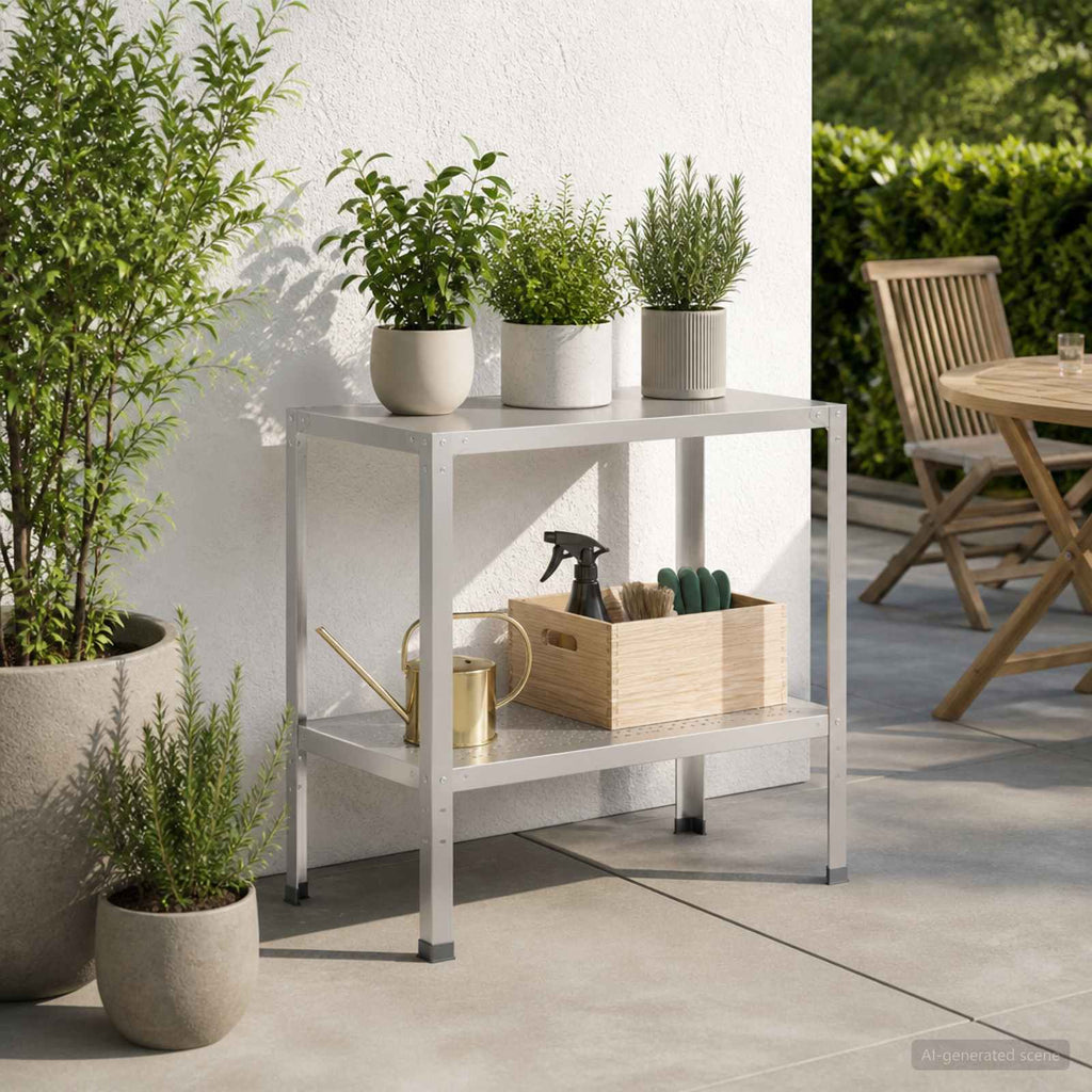 vidaXL Stół do przesadzania 60 x 50 x 80 cm Stal nierdzewna srebrny