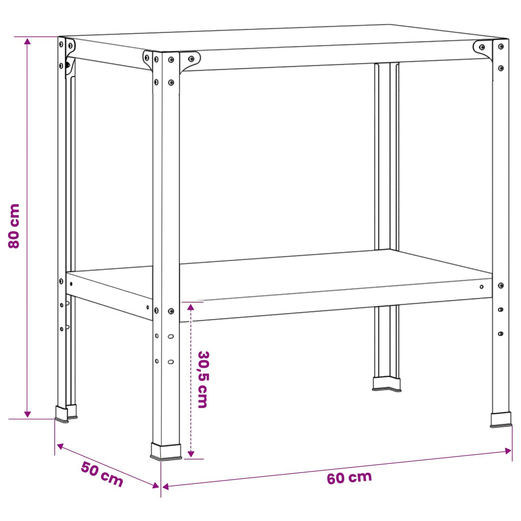 vidaXL Stół do przesadzania 60 x 50 x 80 cm Stal nierdzewna srebrny