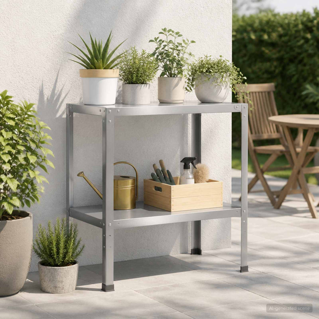 vidaXL Stół do przesadzania 60 x 50 x 80 cm Stal ocynkowana srebrny