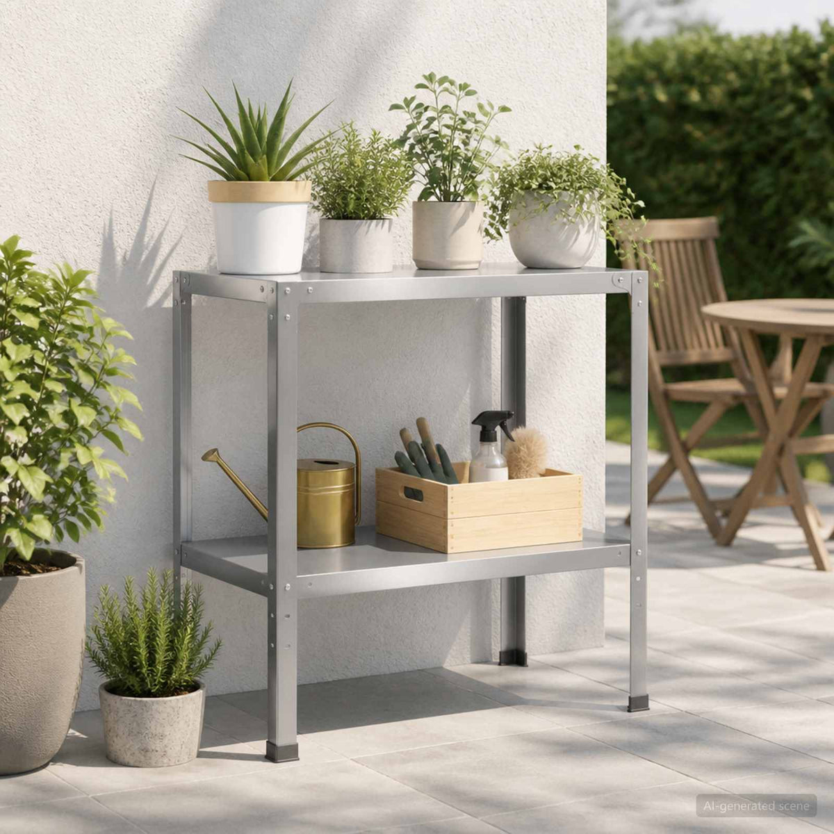 vidaXL Stół do przesadzania 60 x 50 x 80 cm Stal ocynkowana srebrny