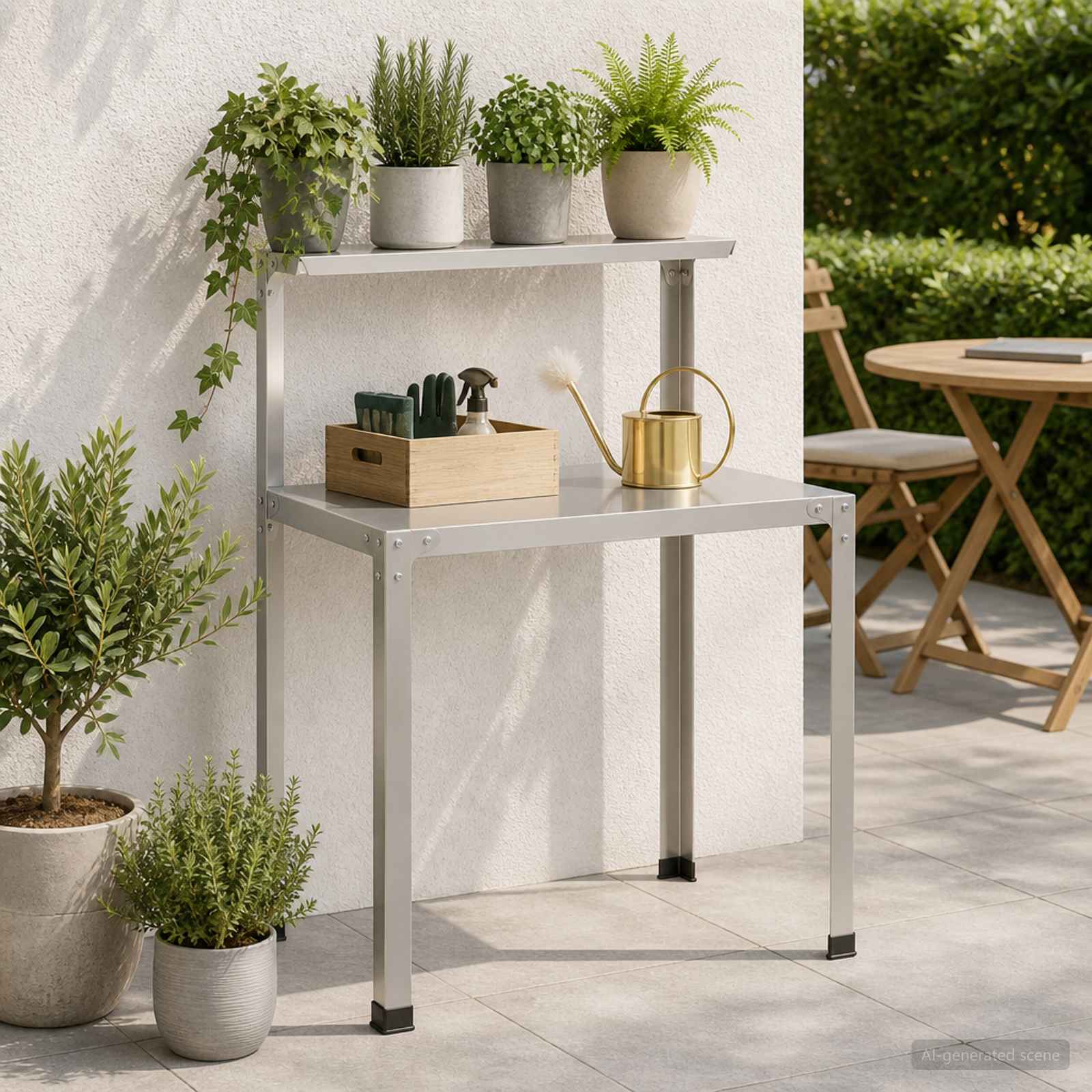 vidaXL Stół do przesadzania 100 x 50 x 104 cm Stal nierdzewna srebrny