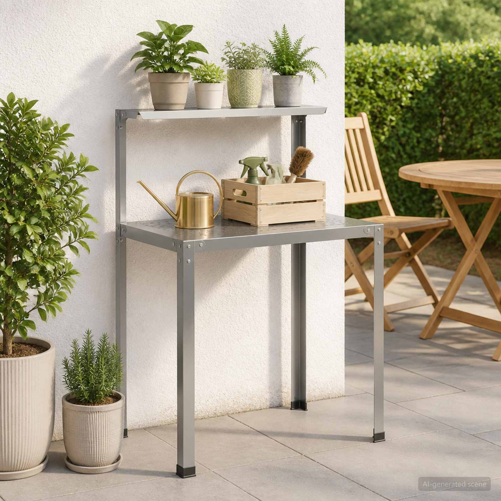 vidaXL Stół do przesadzania 100 x 50 x 104 cm Stal ocynkowana srebrny