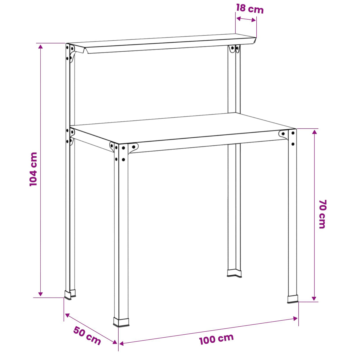 vidaXL Stół do przesadzania 100 x 50 x 104 cm Stal ocynkowana srebrny