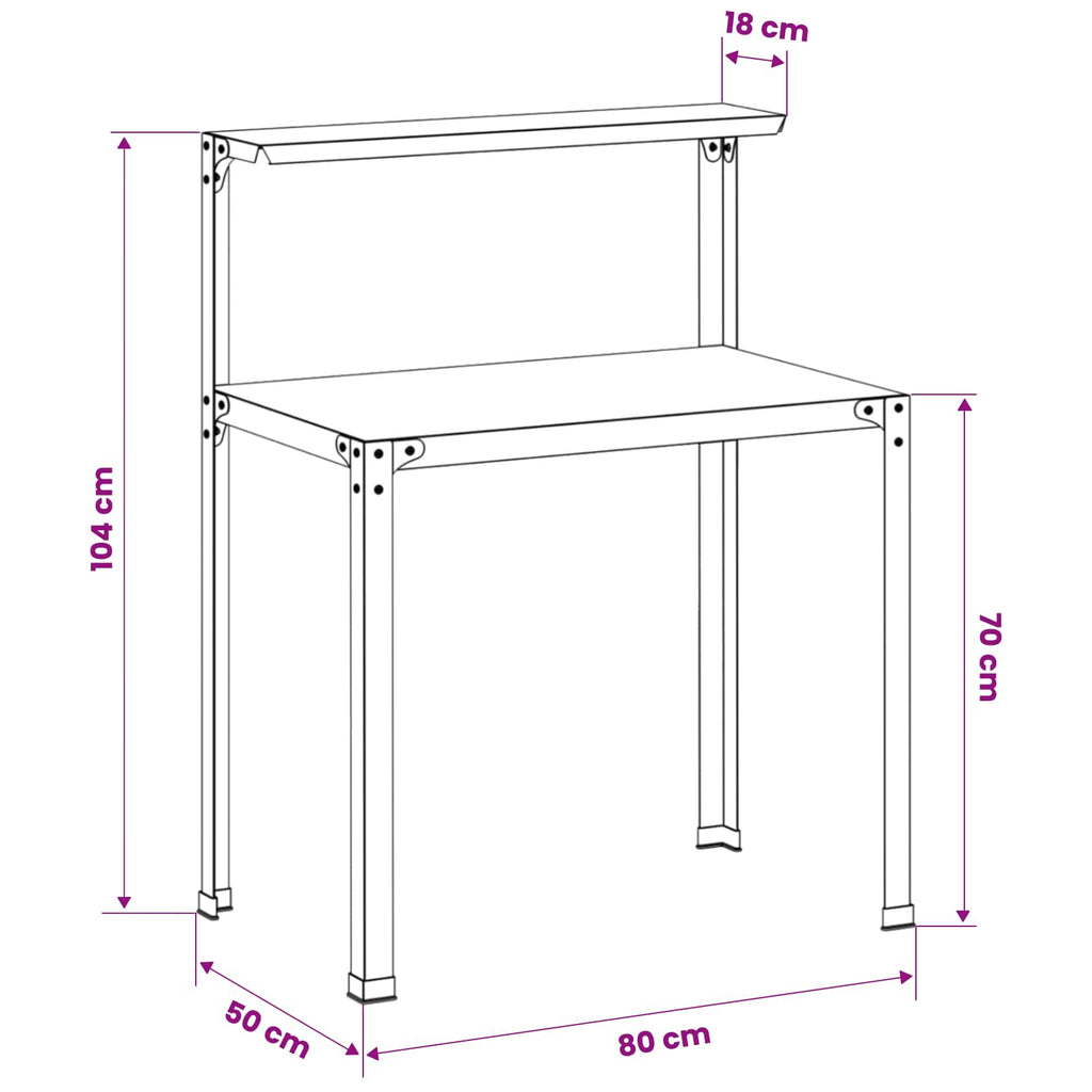 vidaXL Stół do przesadzania 80 x 50 x 104 cm Stal malowana proszkowo