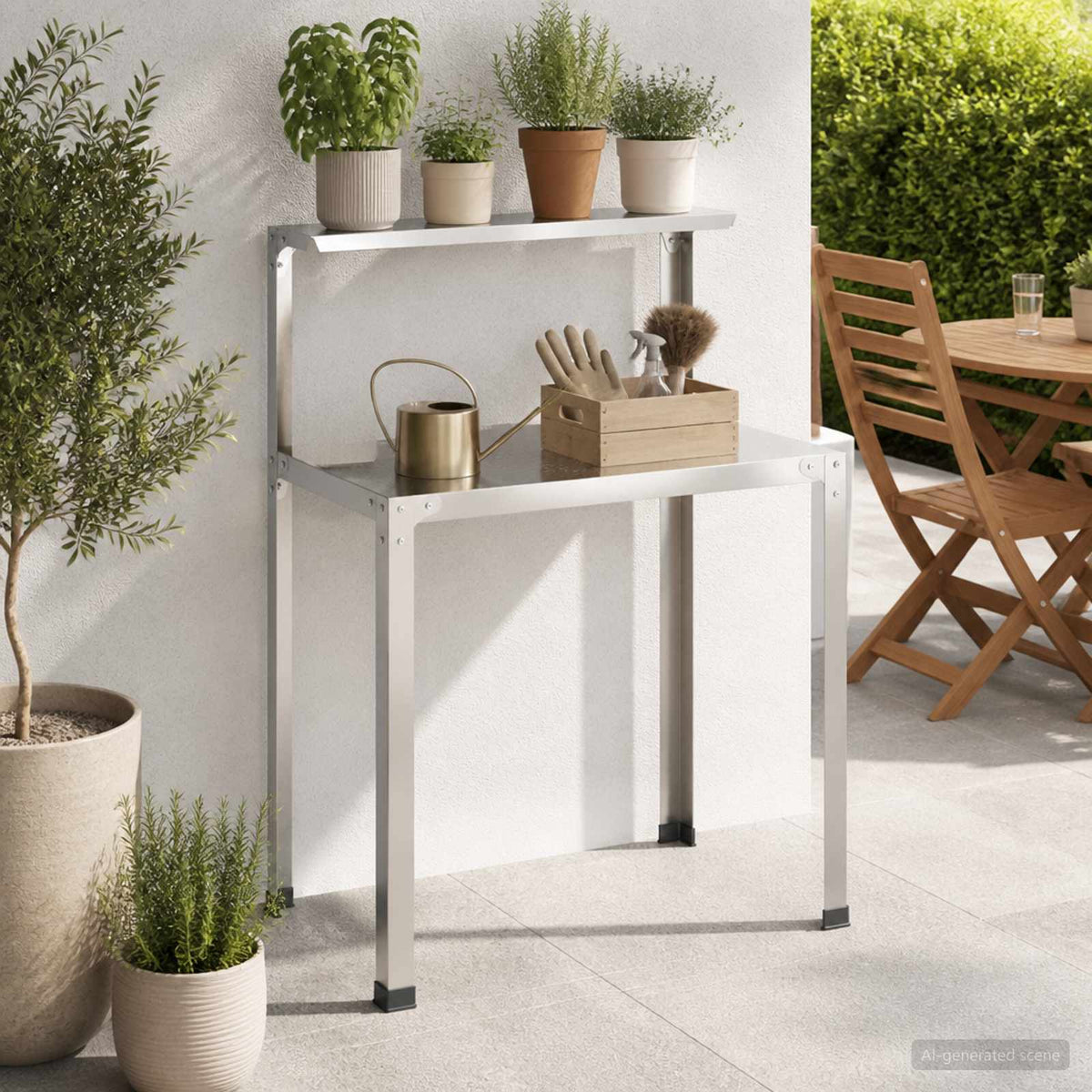 vidaXL Stół do przesadzania 80 x 50 x 104 cm Stal nierdzewna srebrny