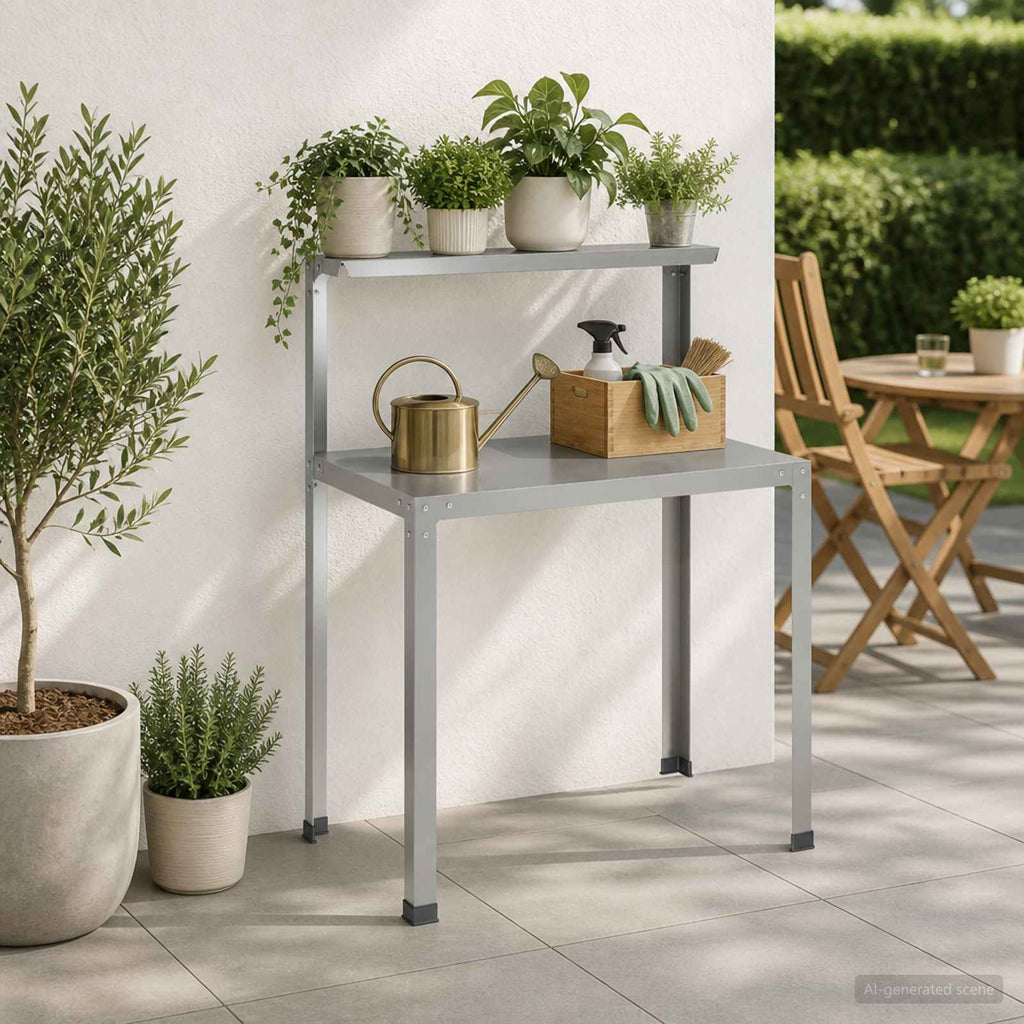 vidaXL Stół do przesadzania 80 x 50 x 104 cm Stal ocynkowana srebrny