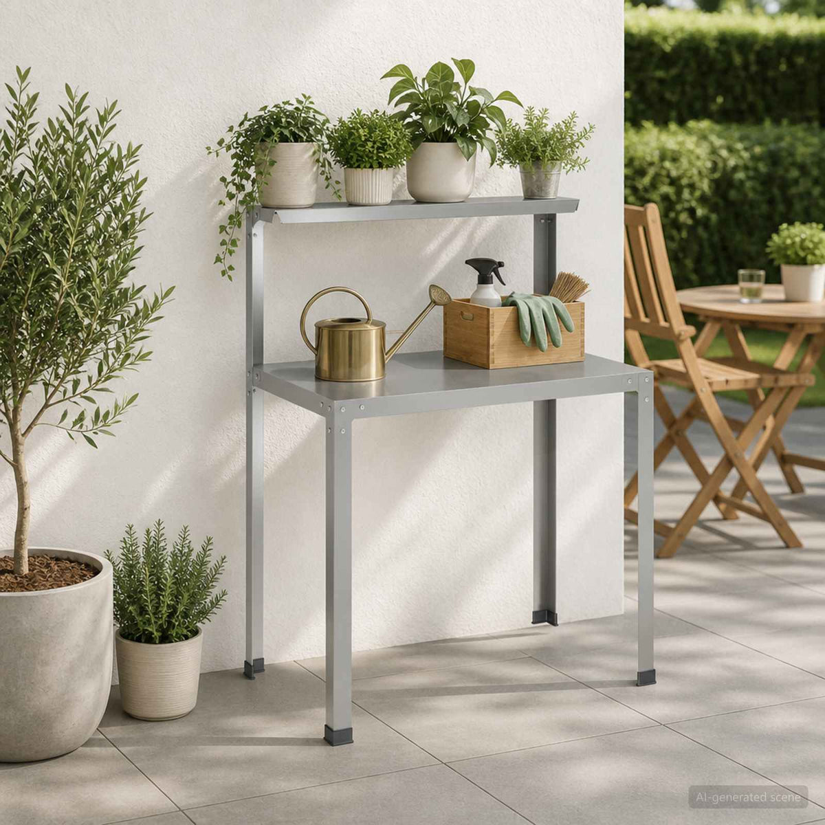 vidaXL Stół do przesadzania 80 x 50 x 104 cm Stal ocynkowana srebrny